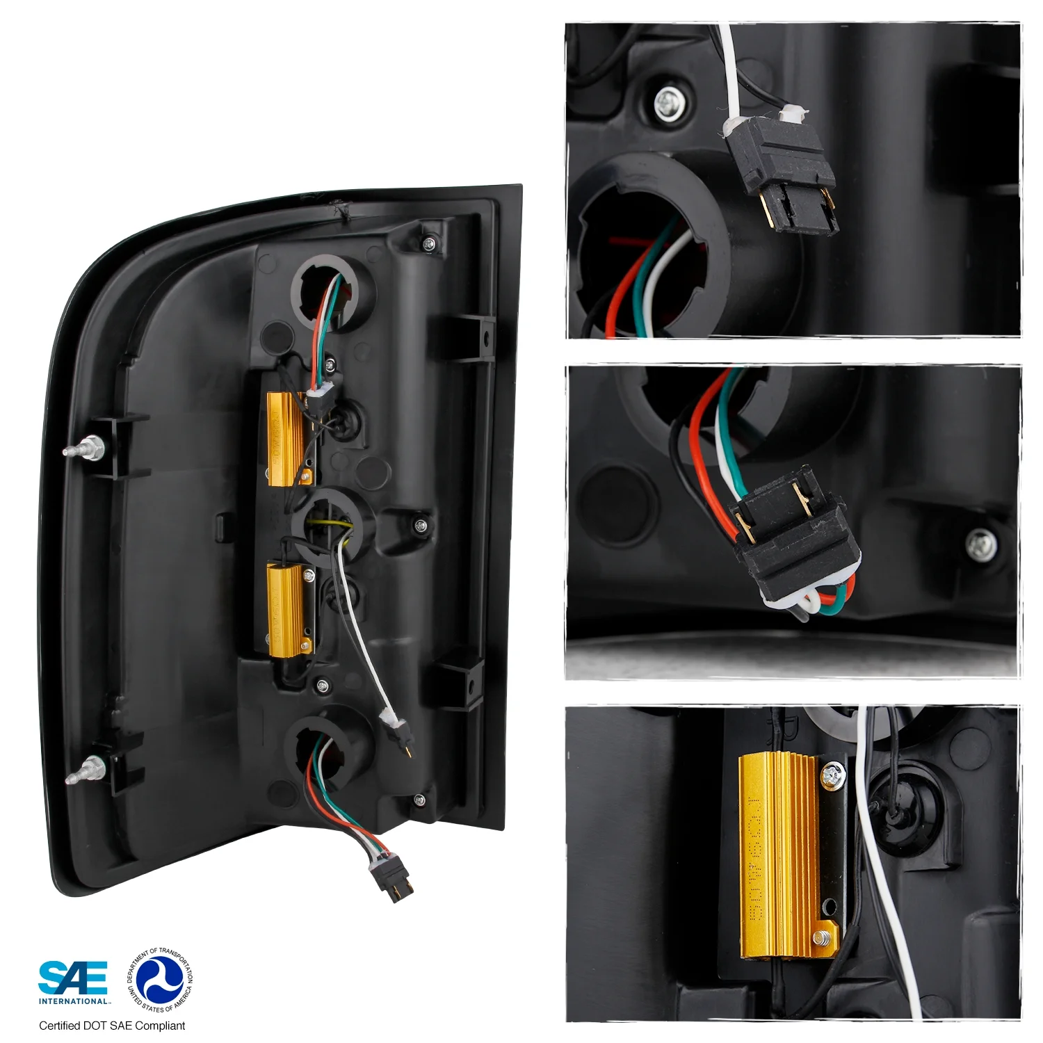 AKKON - Fits 2007-2014 Chevy Silverado 1500 2500HD 3500HD [Full LED] Tube Signal Reverse parking Chrome Tail Lights Pair