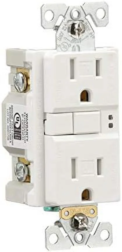 trsgf15w arrow tamper resistant duplex gfci receptacle, 125 vac, 15 a, 2 pole, 3 wire, white