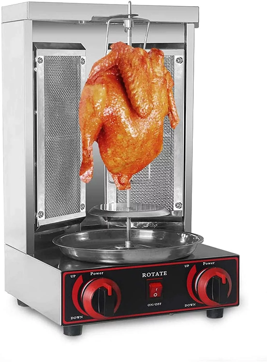 Techtongda Shawarma Machine Gas Kebab Gyro Grill Machine Vertical Broiler with 2 Burner