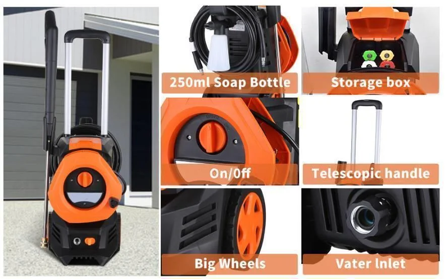Electric High Pressure Washer 3380PSI 2GPM Power Washer with Telescopic Handle USA
