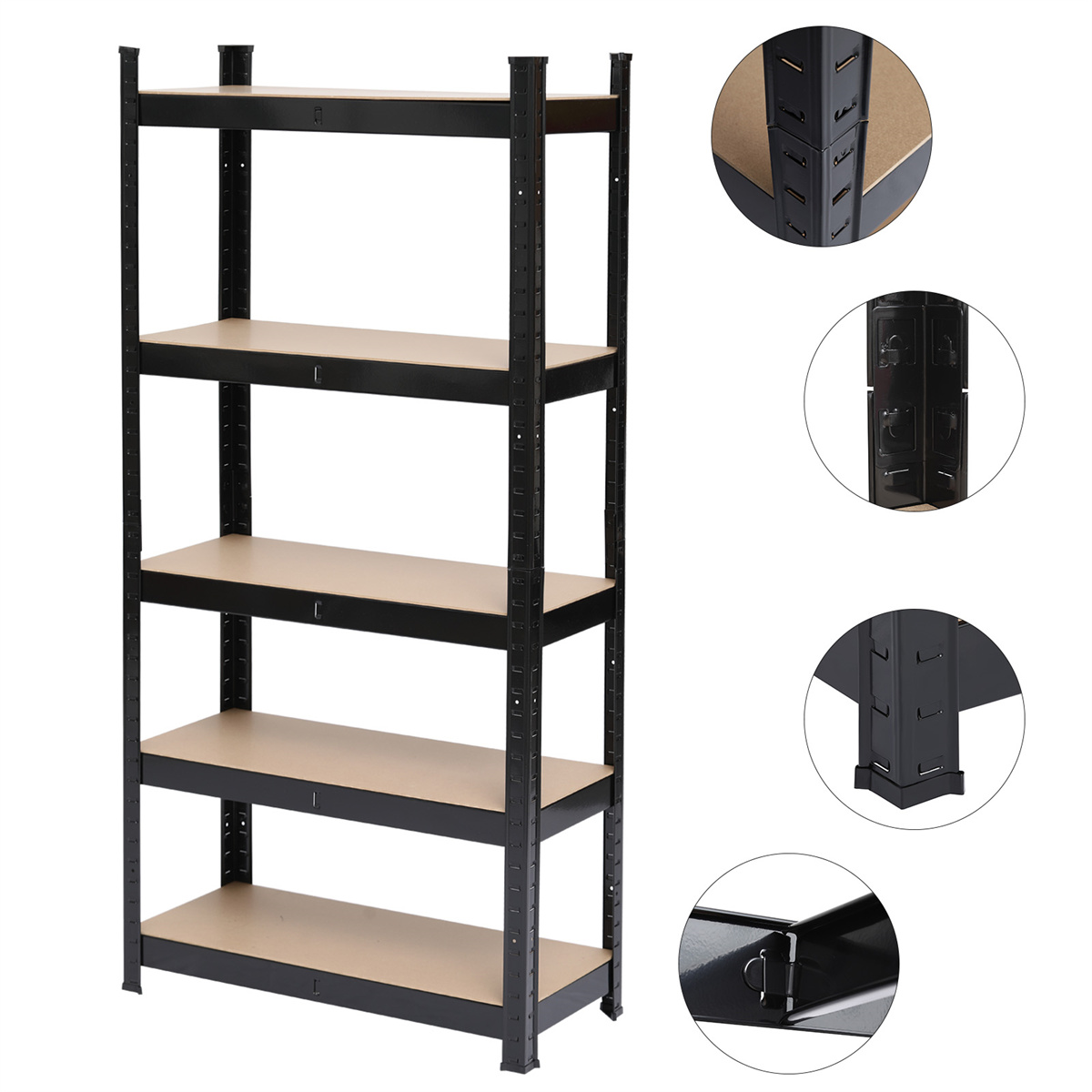 5 Tier Storage Shelves Adjustable Garage Storage Shelving, Heavy Duty Metal Storage Utility Rack Shelf Unit for Warehouse Pantry Closet Kitchen, 28