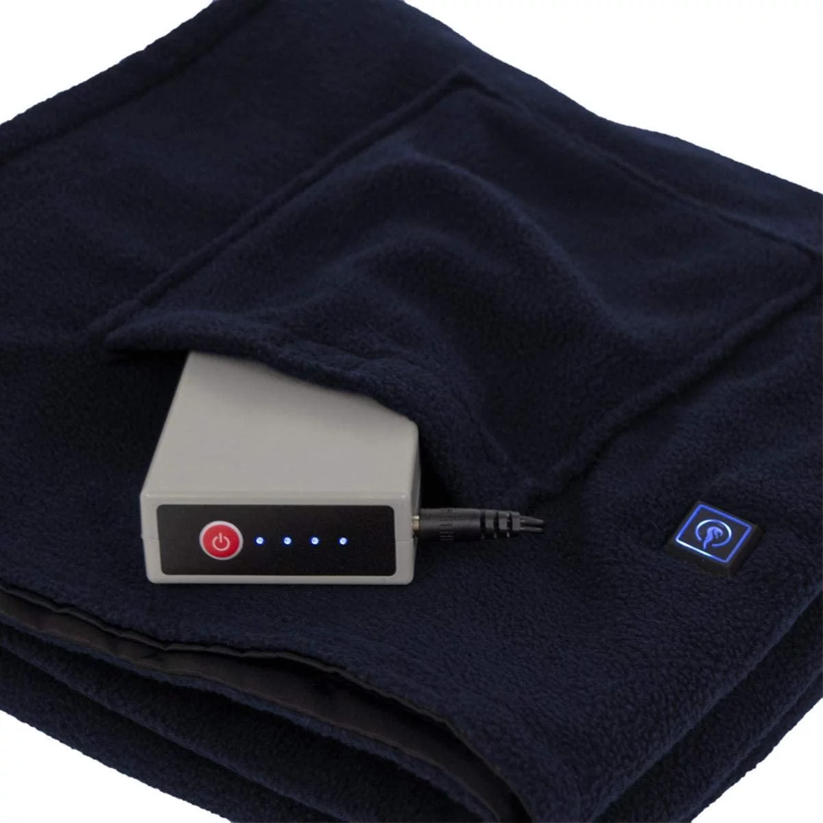 Serta MicroFleece Battery Electric Heated Warming Throw Blanket Navy Blue