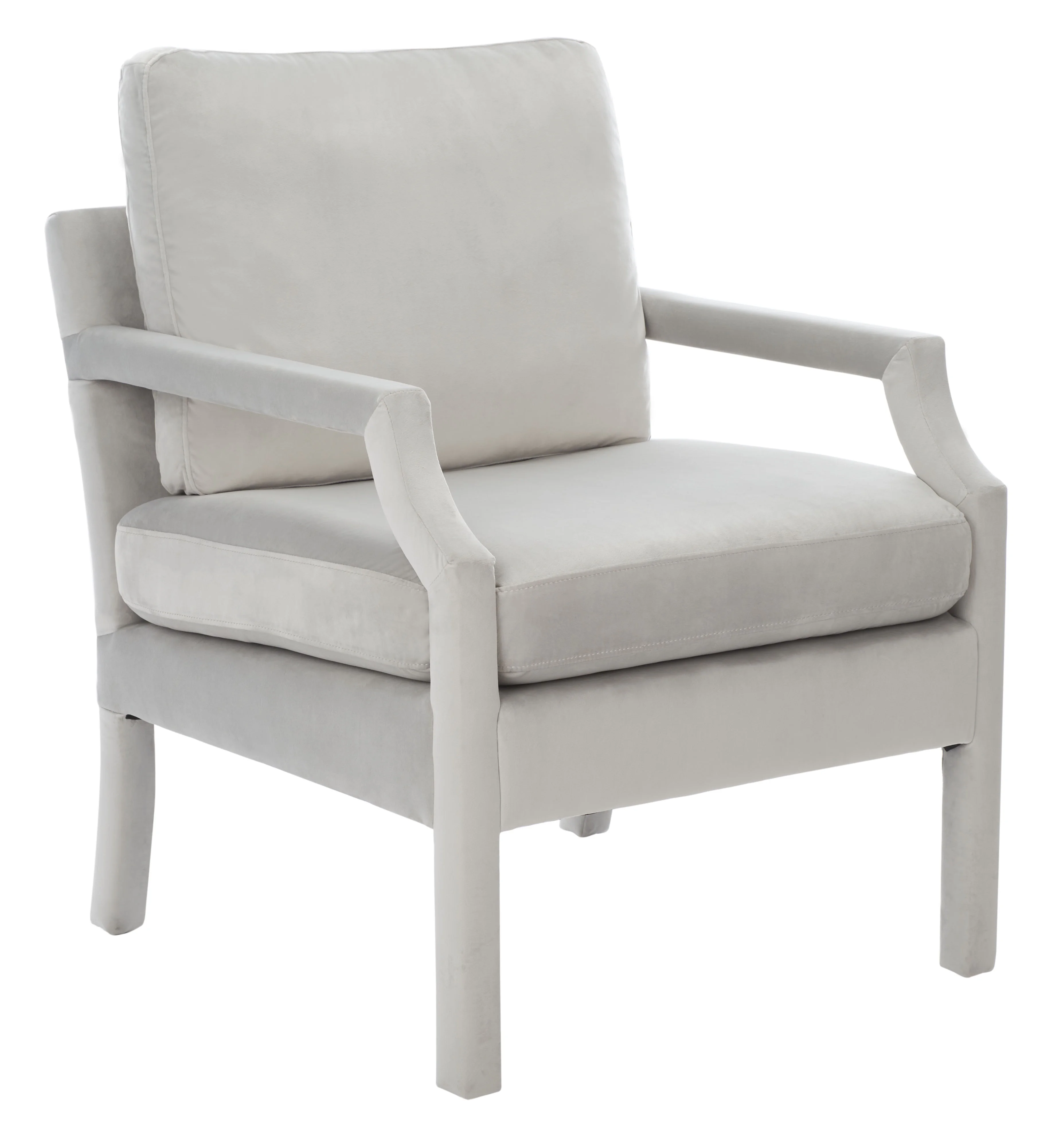 SAFAVIEH Genoa Modern Style Light Gray Upholstered Arm Chairs (25.8 in. W x 29.1 in. D x 35 in. H)