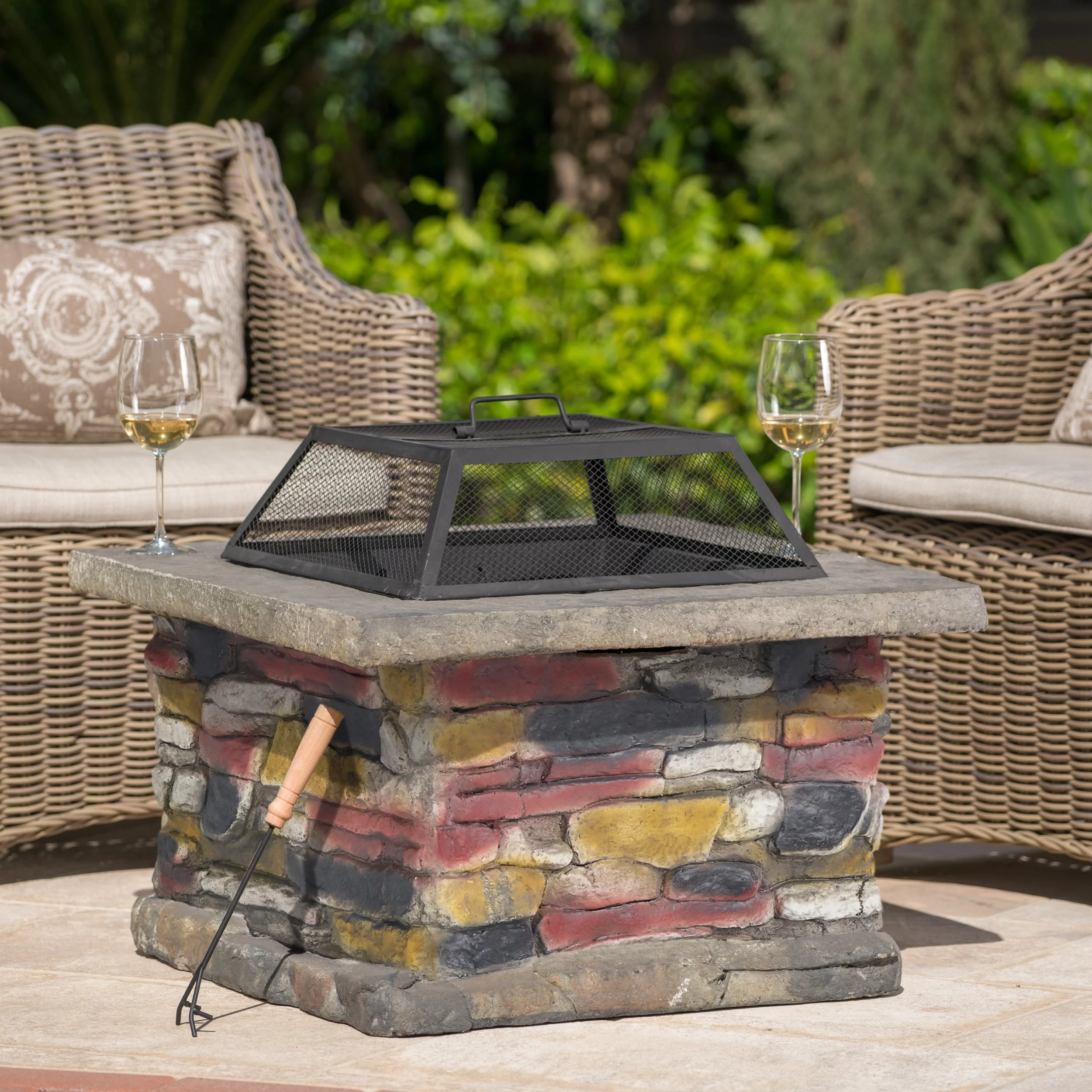 Hayden Natural Stone Square Fire Pit