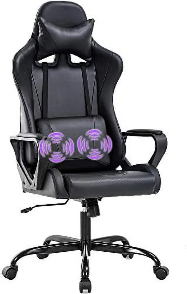 ZWNLKQG Gaming Chair Office Chair Desk Chair with Lumbar Support Arms Headrest High Back PU Leather Ergonomic Massage Racing Chair Rolling Swivel Executive Adjustable Computer Chair for A