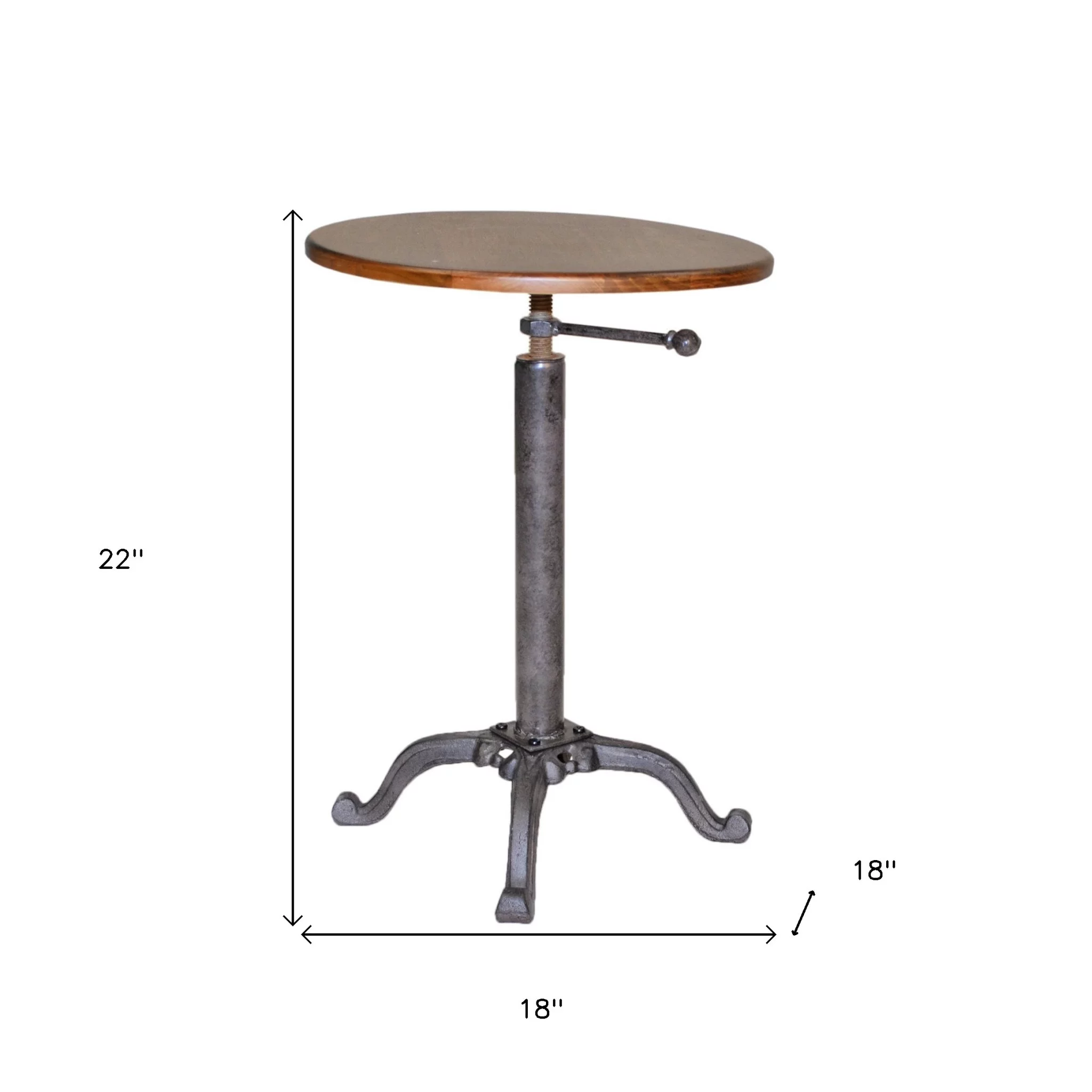 HomeRoots 493234 22 x 18 x 18 in. Industrial & Chestnut Solid Wood Round End Table