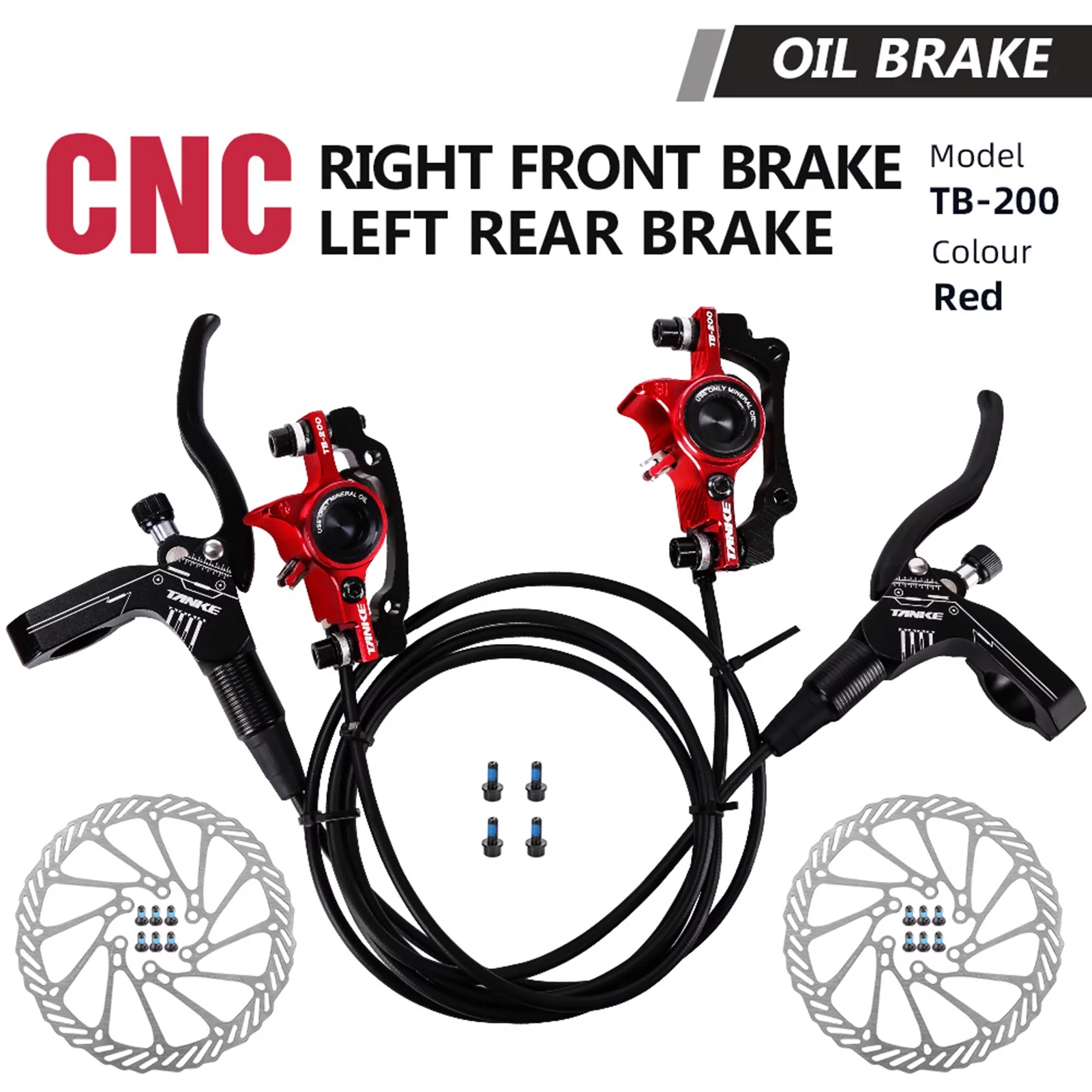 Dcenta Hydraulic Disc Brakes Front Rear Calipers Set for MTB Mountain Bike Left Right Brake Lever Kit with 160mm Disc Rotor