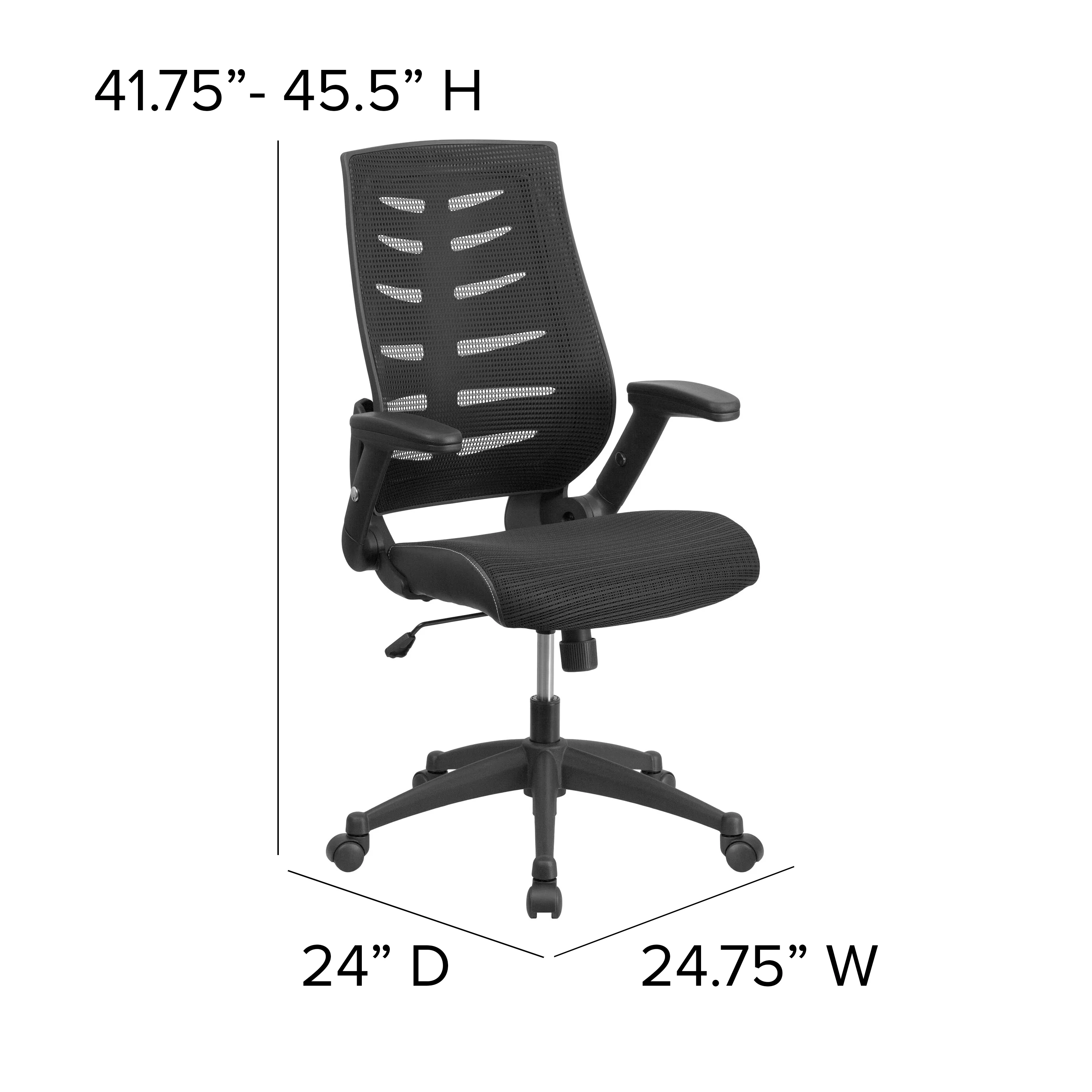Emma + Oliver High Back Black Mesh Swivel Ergonomic Office Chair with Adjustable Flip-Up Arms
