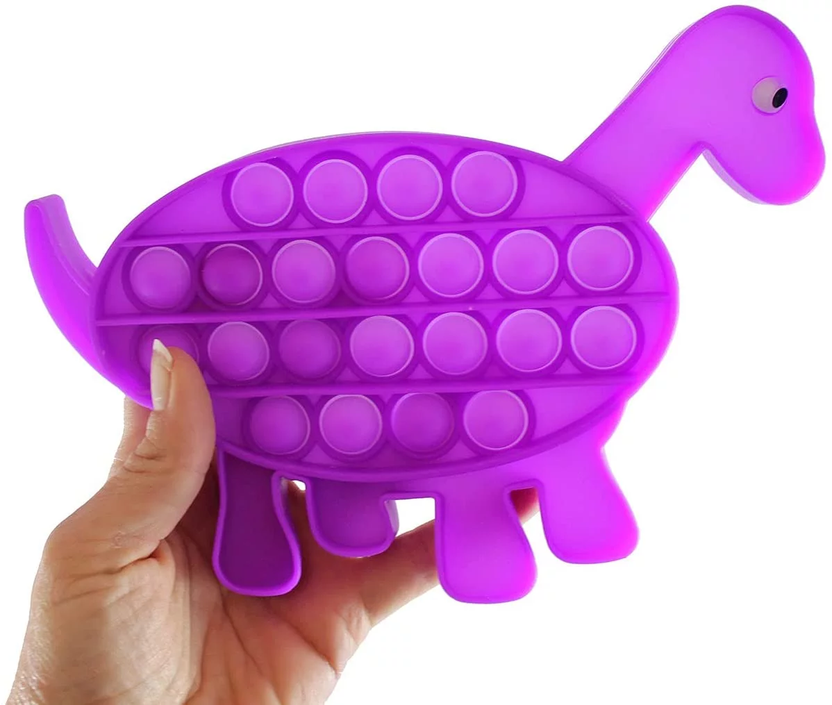 1 RANDOM Cute Dinosaur Animal Shaped Pop Silicone Push Poke Bubble Wrap Fidget Toy - Press Bubbles to Pop the Bubbles Down Then Flip it over and Do it Again - Sensory Stress Toy OT Dino
