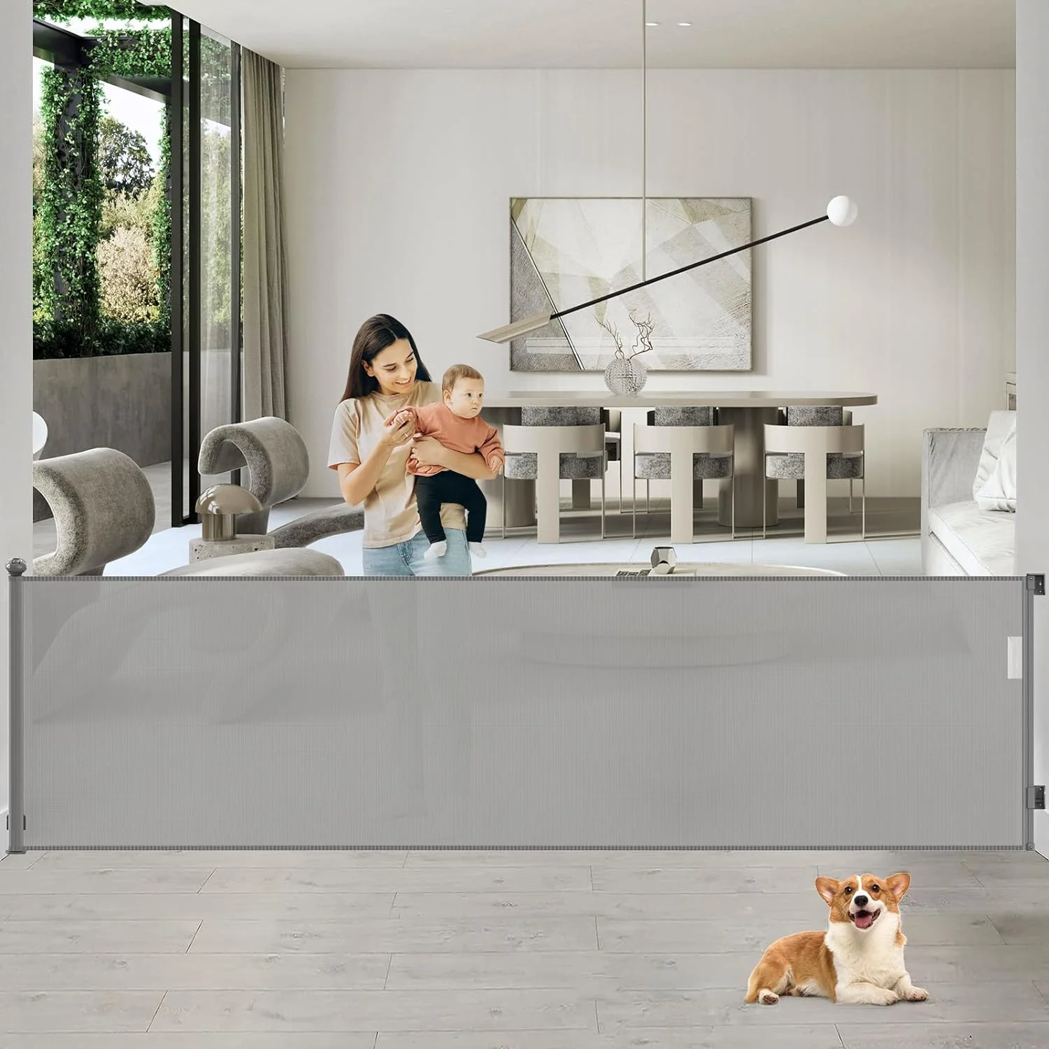 Retractable Baby Gates - Dog Gates for Doorways, Stairs, Hallways, Indoor/Outdoor, 33