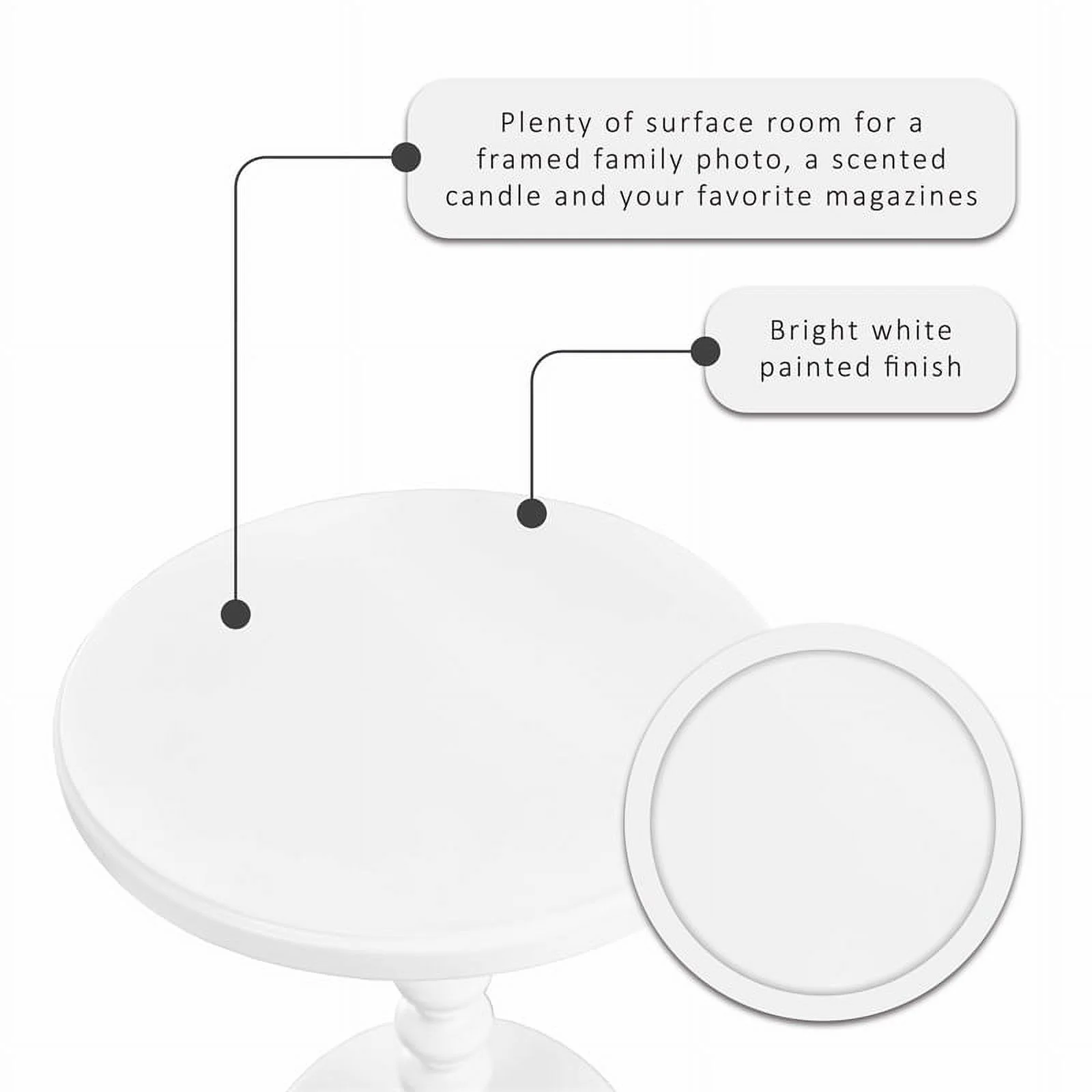 Pemberly Row Traditional Round Spindle Wood Accent Table in White