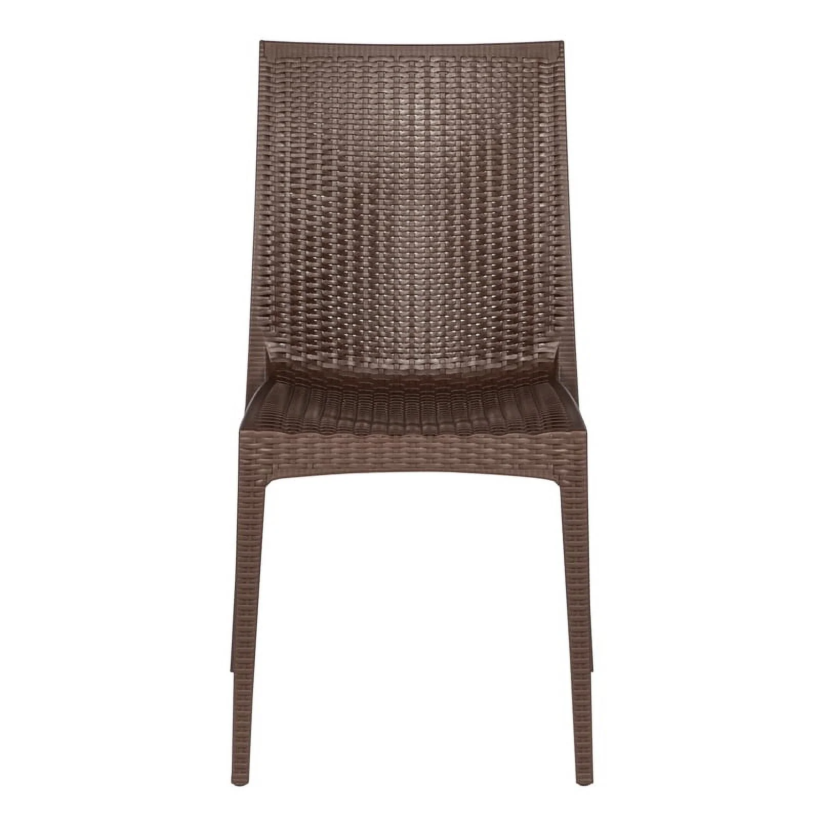 LeisureMod Modern Weave Mace Indoor Outdoor Dining Chair in Brown