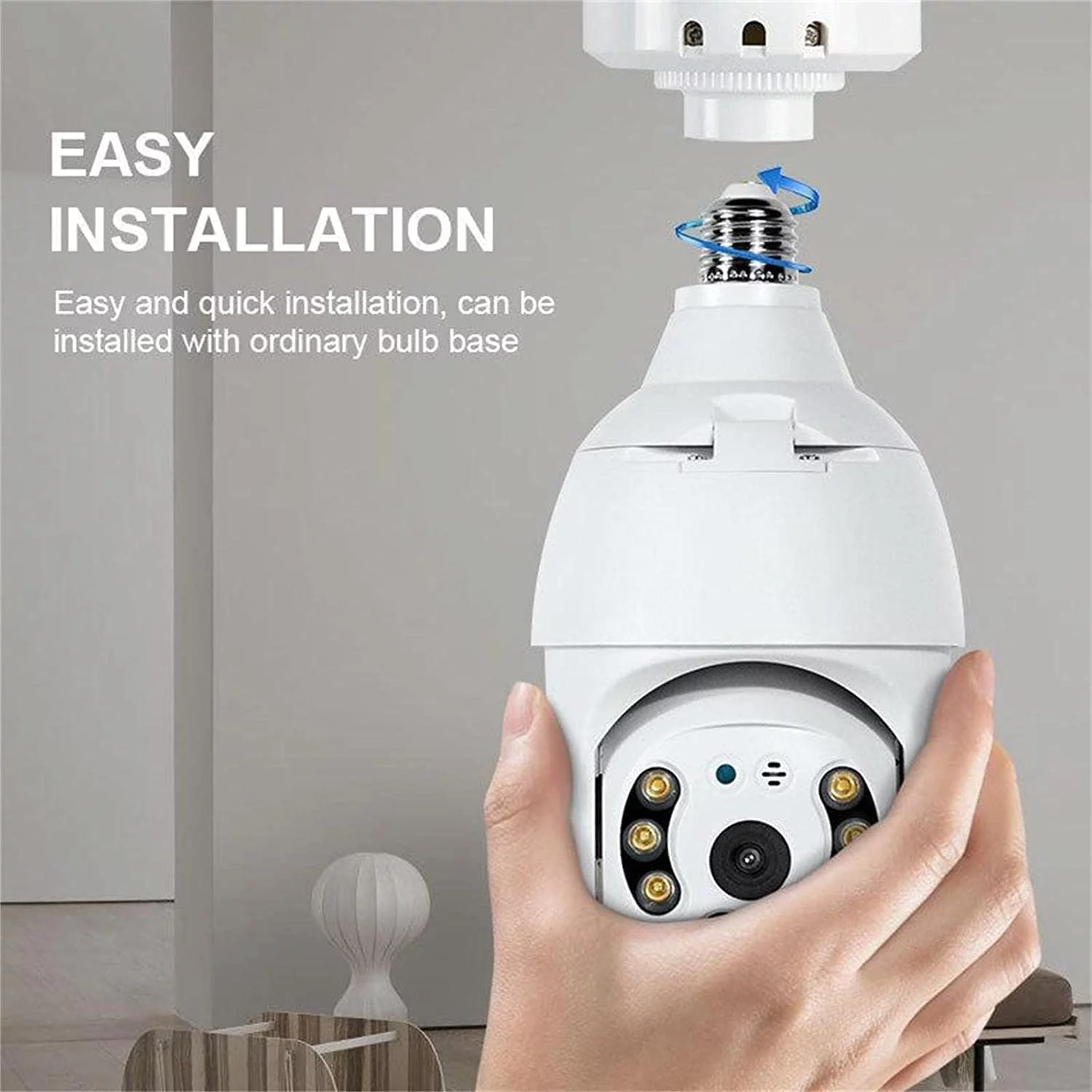 Light Bulb Camera, 3.0MP Wireless 5G&2.4 GHz WiFi Security Camera, Tuya App, 360 PTZ Night Vision, Human Motion Detection & Alarm