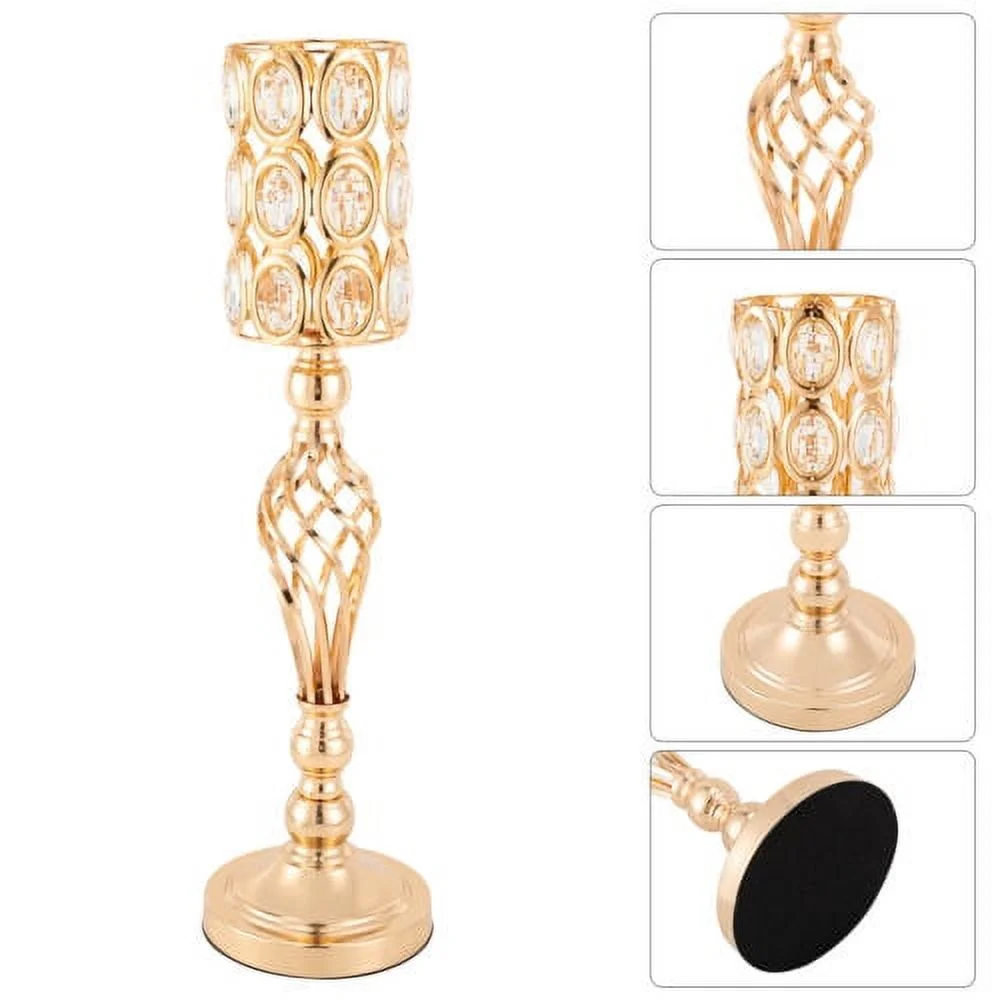 Set of 10 Wedding Centerpieces Gold Vases Wedding Flower Vases w/ Crystal Bead