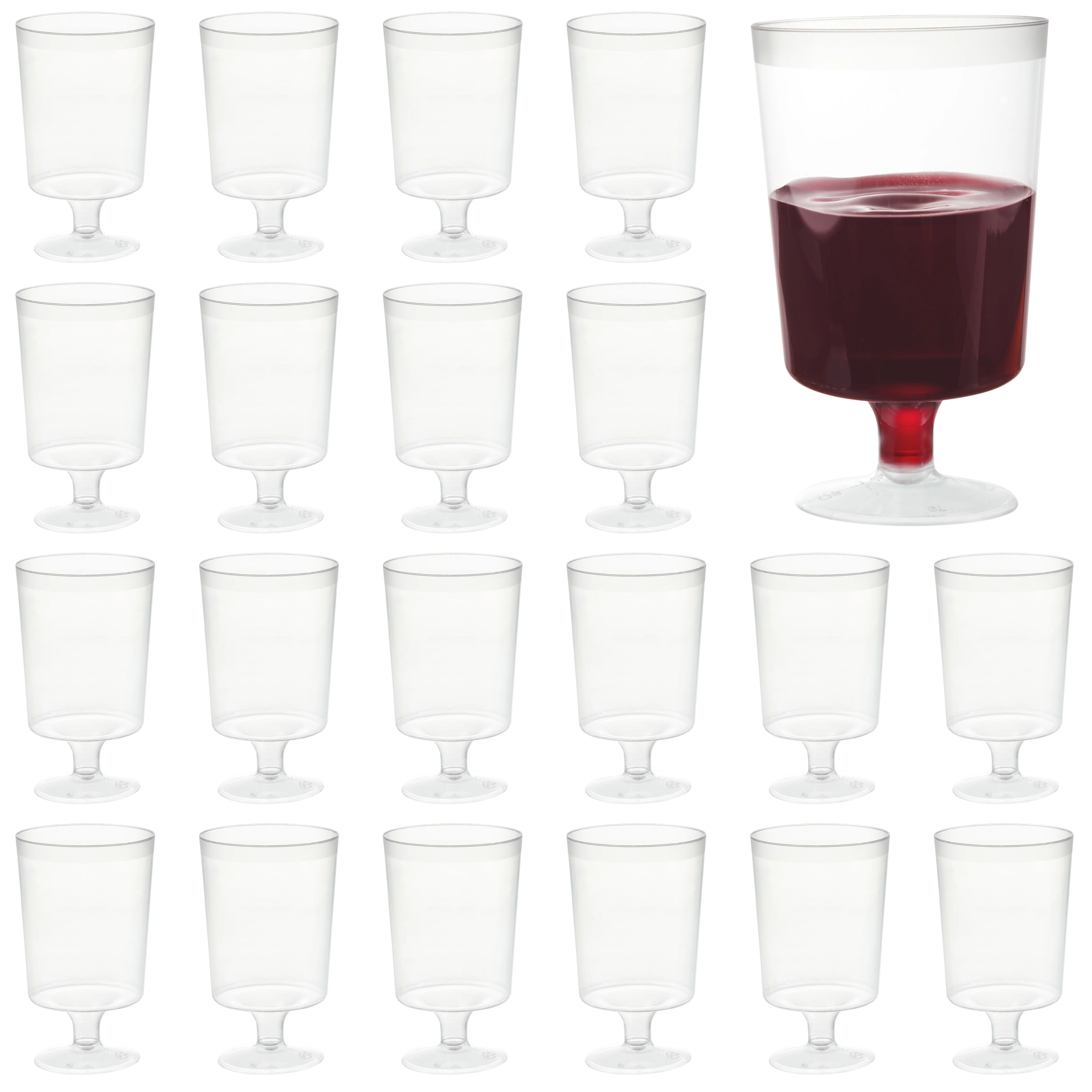 MATANA 50 Pack 6 oz Clear Plastic Wine Glasses & Goblet Cups with Stem for Wedding Banquet, Garden Parties & Events