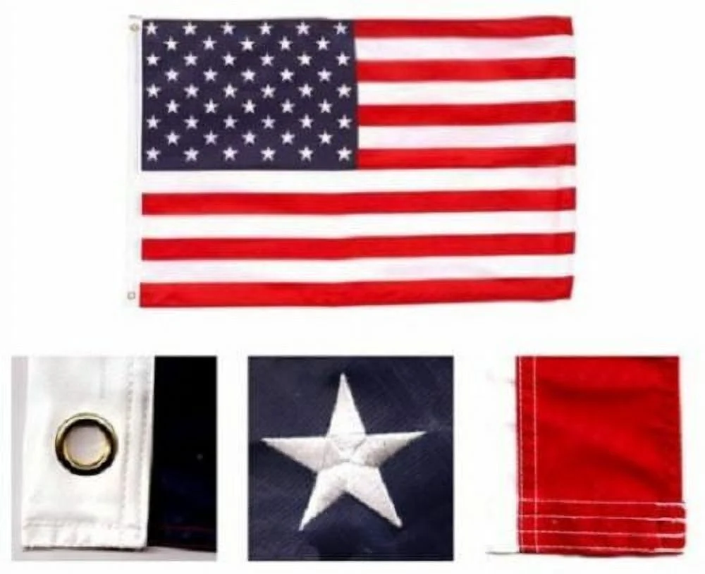 4'x6' ft American Flag Sewn Stripes Embroidered Stars Brass Grommets USA US U.S.