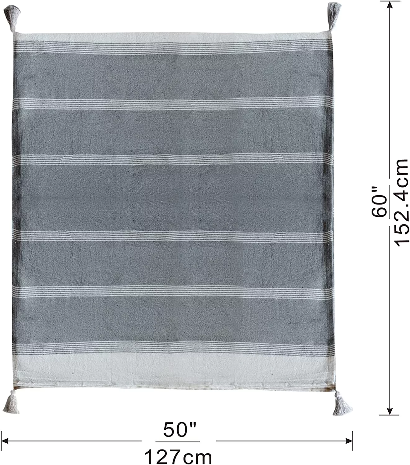 A&B Home Throw Blanket - Light Gray and White Stripe Woven Cotton Blend Blanket, 50