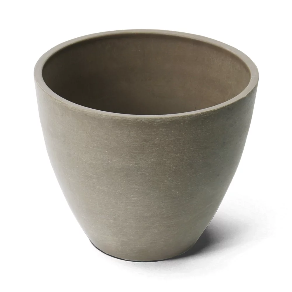 Algreen Valencia Planter, Round Taper Curve Planter 10-In. Diameter by 8.3-In.H, Spun Taupe