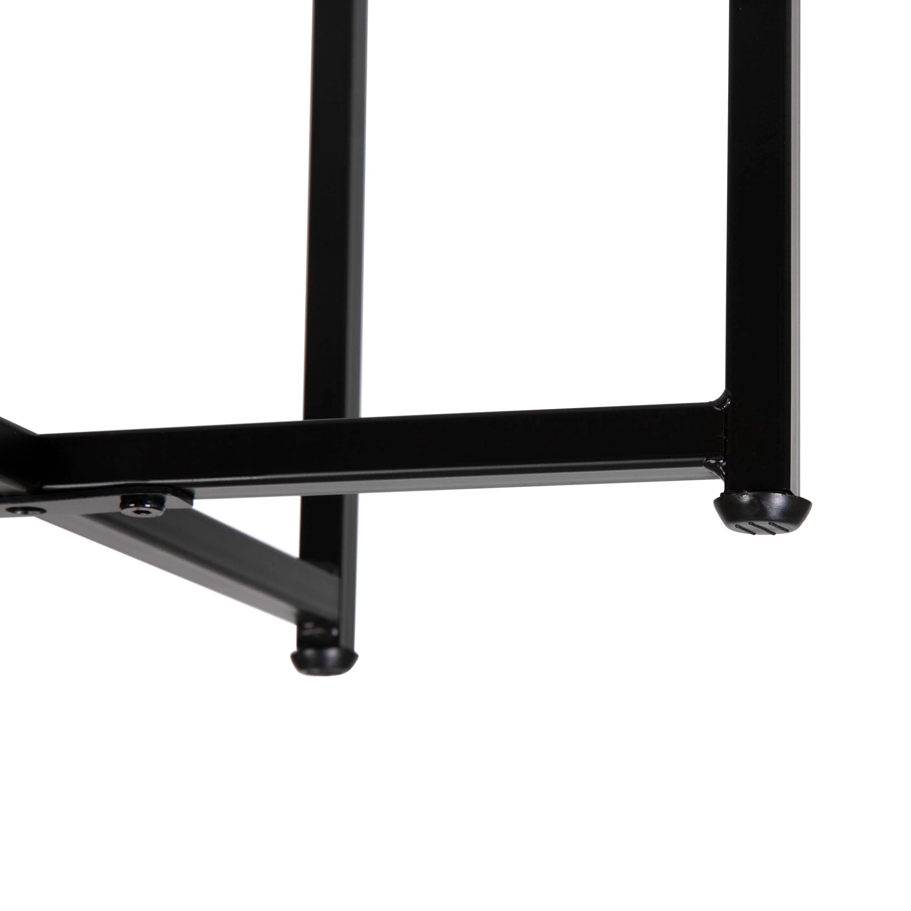 Merrick Lane Walnut End Table with Round Matte Black Cross Brace Frame