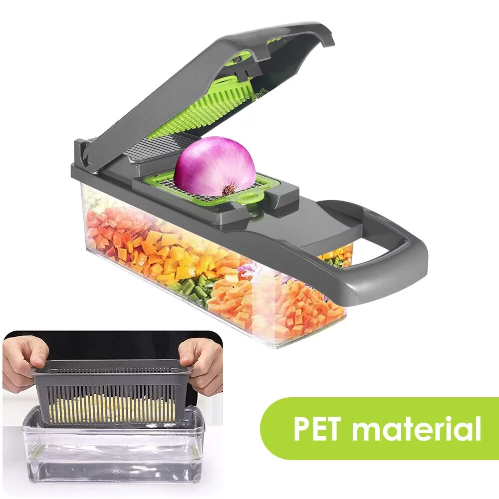 KingFurt 13-in-1 Multifunctional Vegetable Chopper Easy to Clean, 8 Diversified Blades, Save Cooking Time