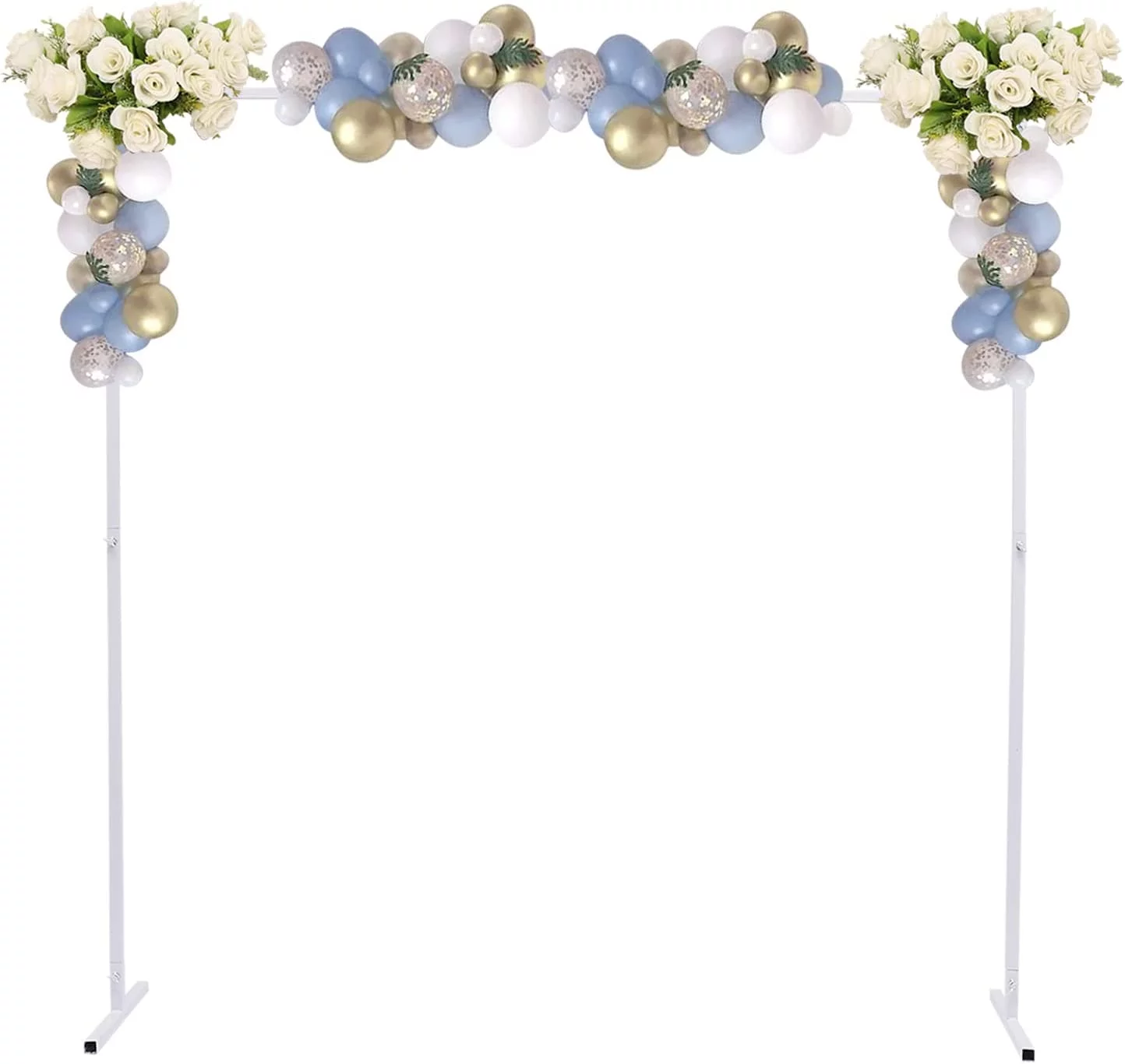 6.6 Ft (2M) Metal Wedding Arch Stand with Bases, Balloon Square Arch Backdrop Stand Floral Frame Kit for Wedding Ceremony Birthday Decoration(WHITE)