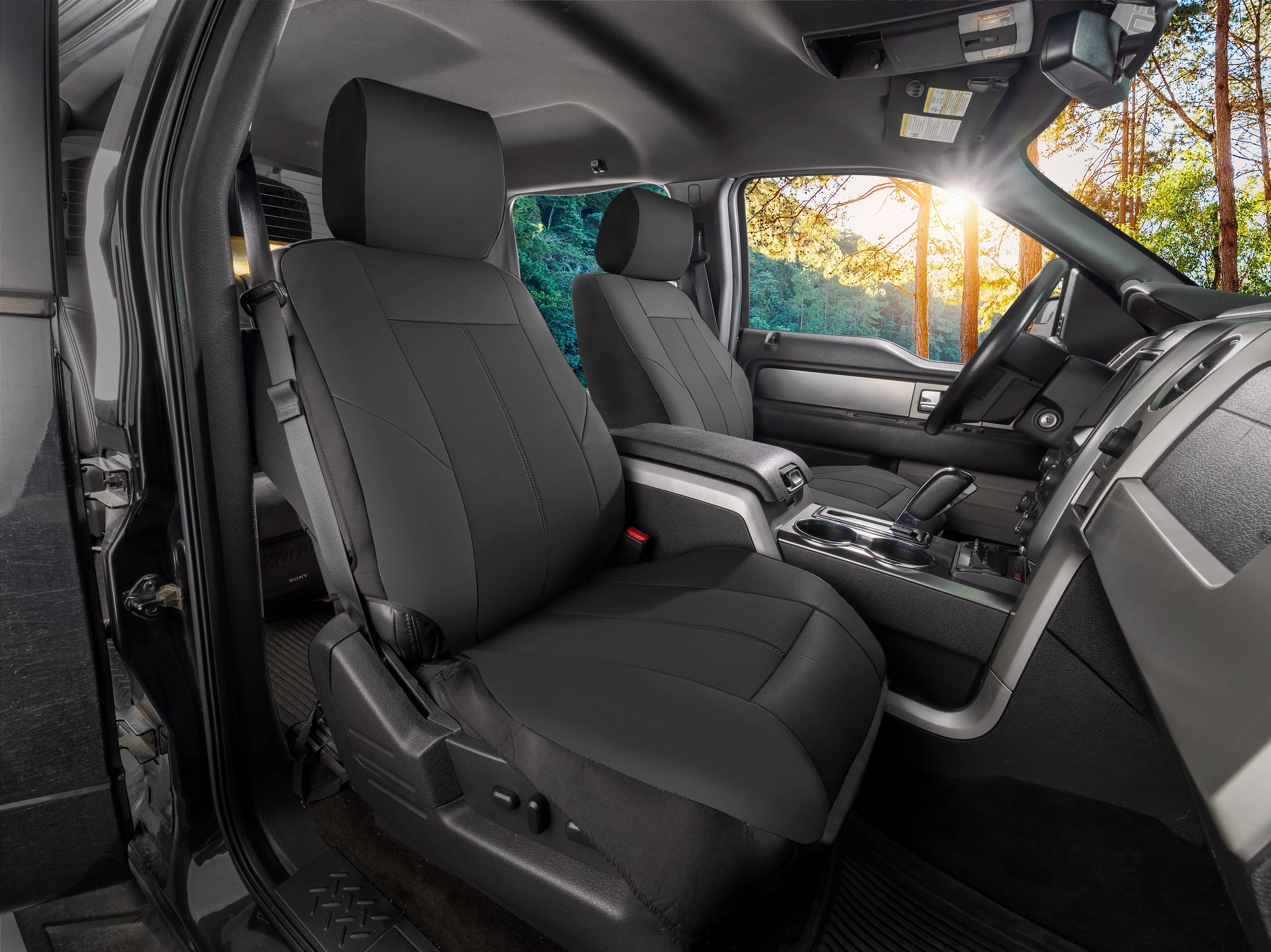 Auto Drive Custom Leather Car Front Seat Cover Fit for 2015-2023 Ford F150 Black