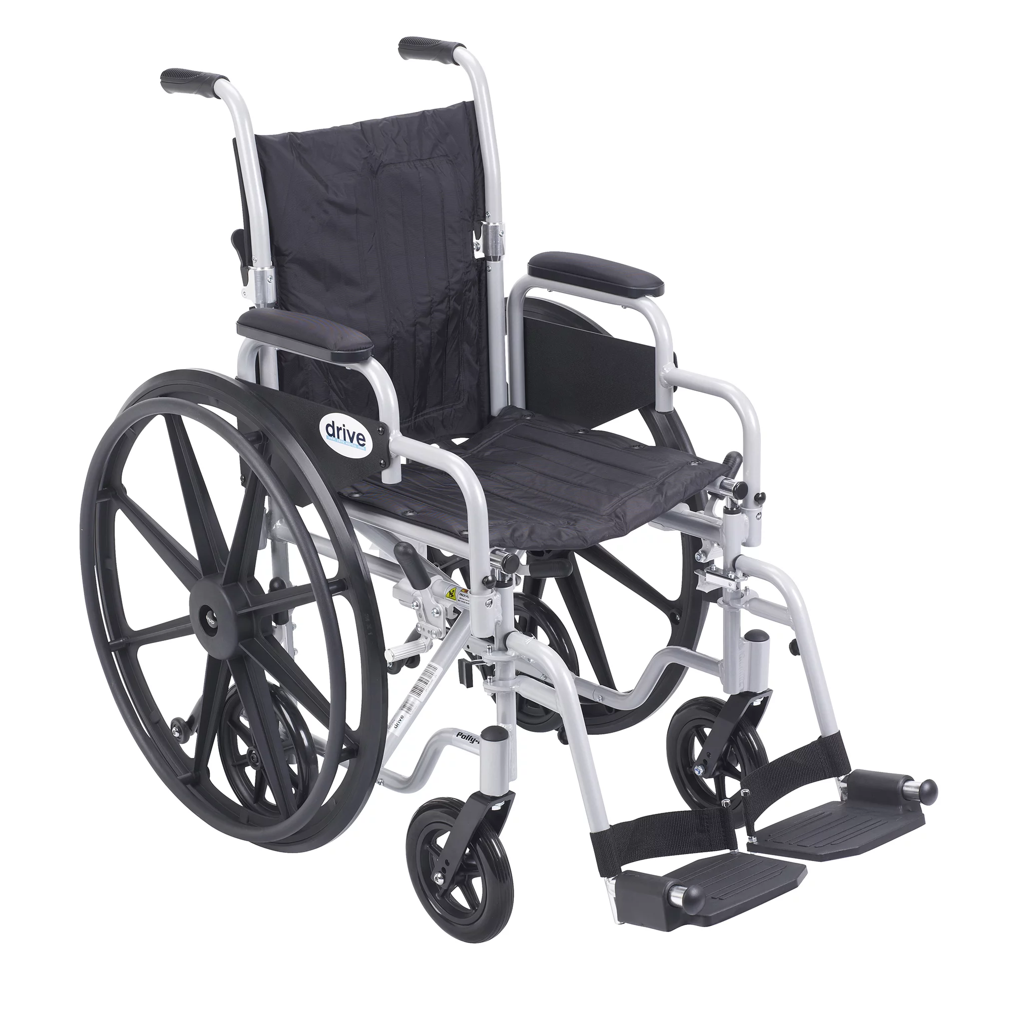 Drive Medical Poly Fly Light Weight Transport Chair Wheelchair with Swing away Footrests, 16