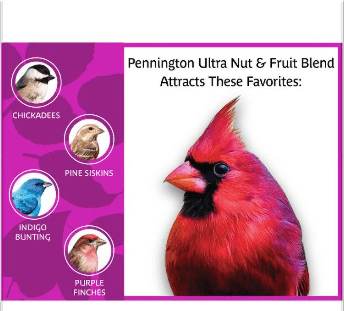 Pennington Ultra Fruit & Nut Blend, Wild Bird Seed and Feed, 24 lb. Bag