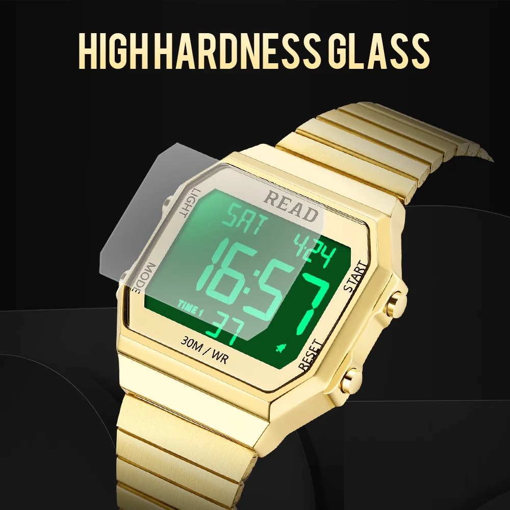READ Men's Wristwatches, Digital Watches, Men's Sports Watches, Unisex Digital Wristwatch, Metal Case LCD Digital Watches, Men's Digital Watches