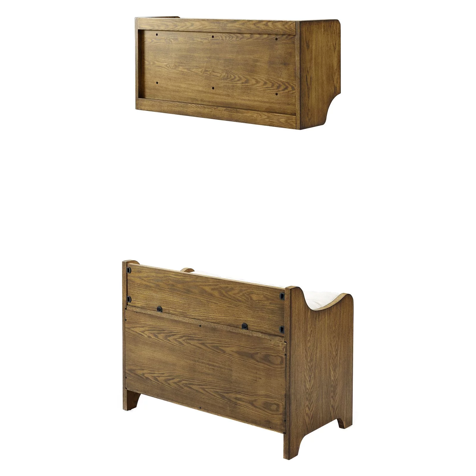 Crosley KF60003WH 2 Piece Fremont Entryway Kit - Bench, Shelf, Distressed White