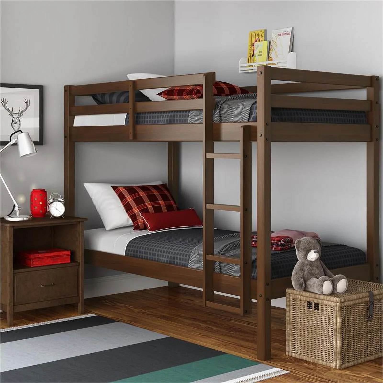 Dorel Living Indiana Twin over Twin Bunk Bed in Mocha