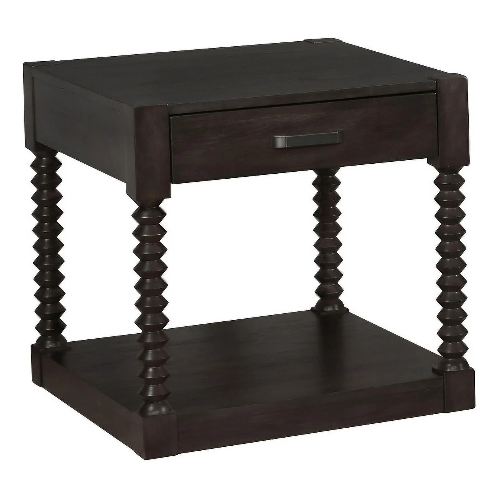 Pemberly Row 1-drawer Traditional Wood End Table in Coffee Bean
