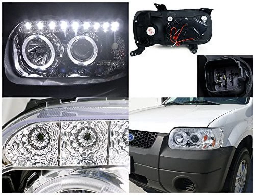 Spec-D Tuning 2LHP-ECAP05-RS Ford Escape Chrome Dual Halo Projector Smd Led Headlights Lamps