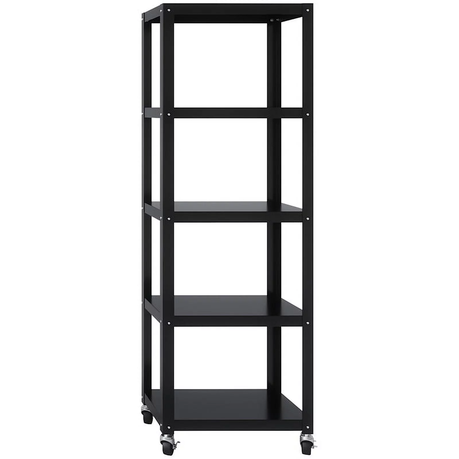 Pemberly Row 5-Shelf Steel Metal High Mobile Bookcase in Black