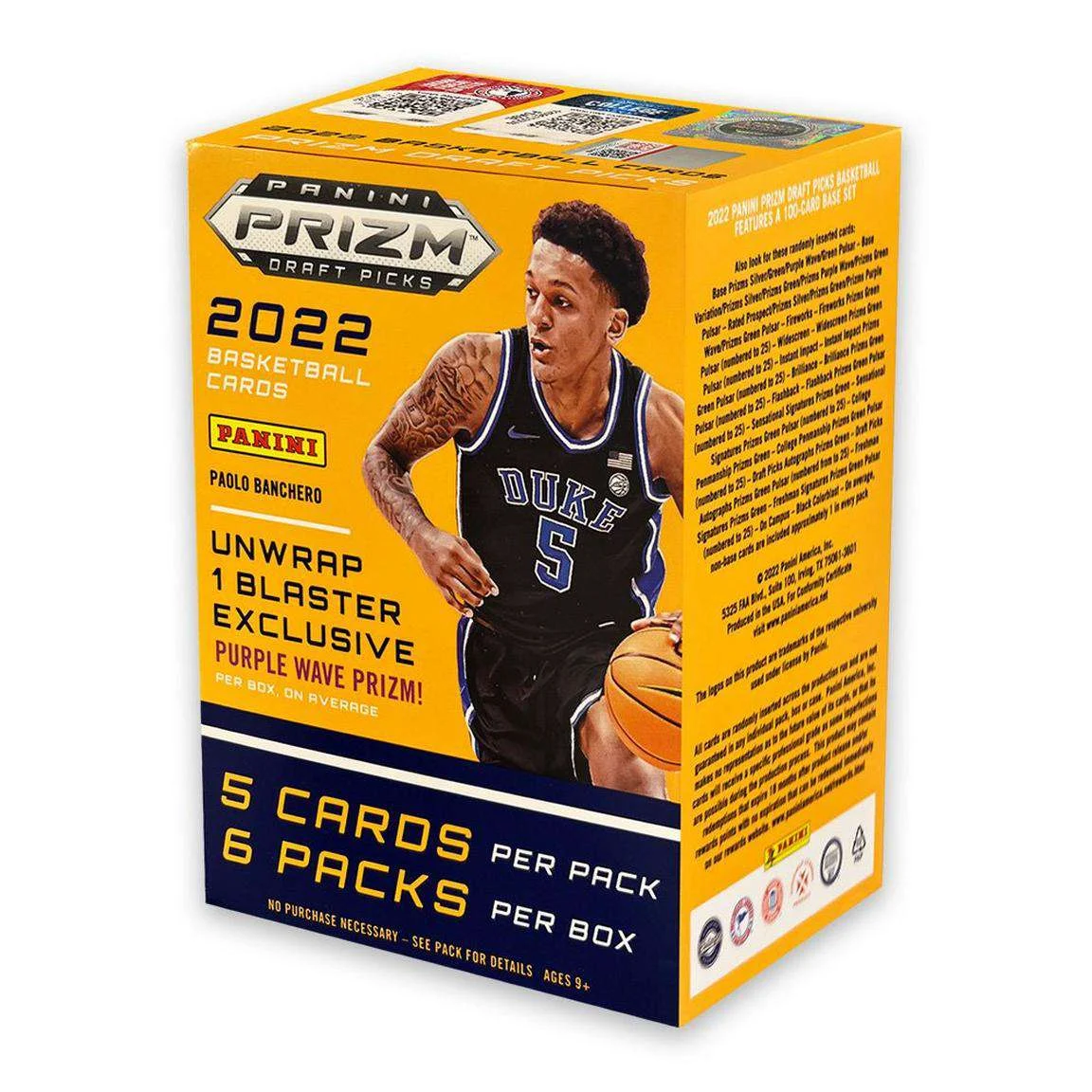 College Panini 2022 Prizm Draft Picks Basketball Trading Card BLASTER Box (6 Packs)