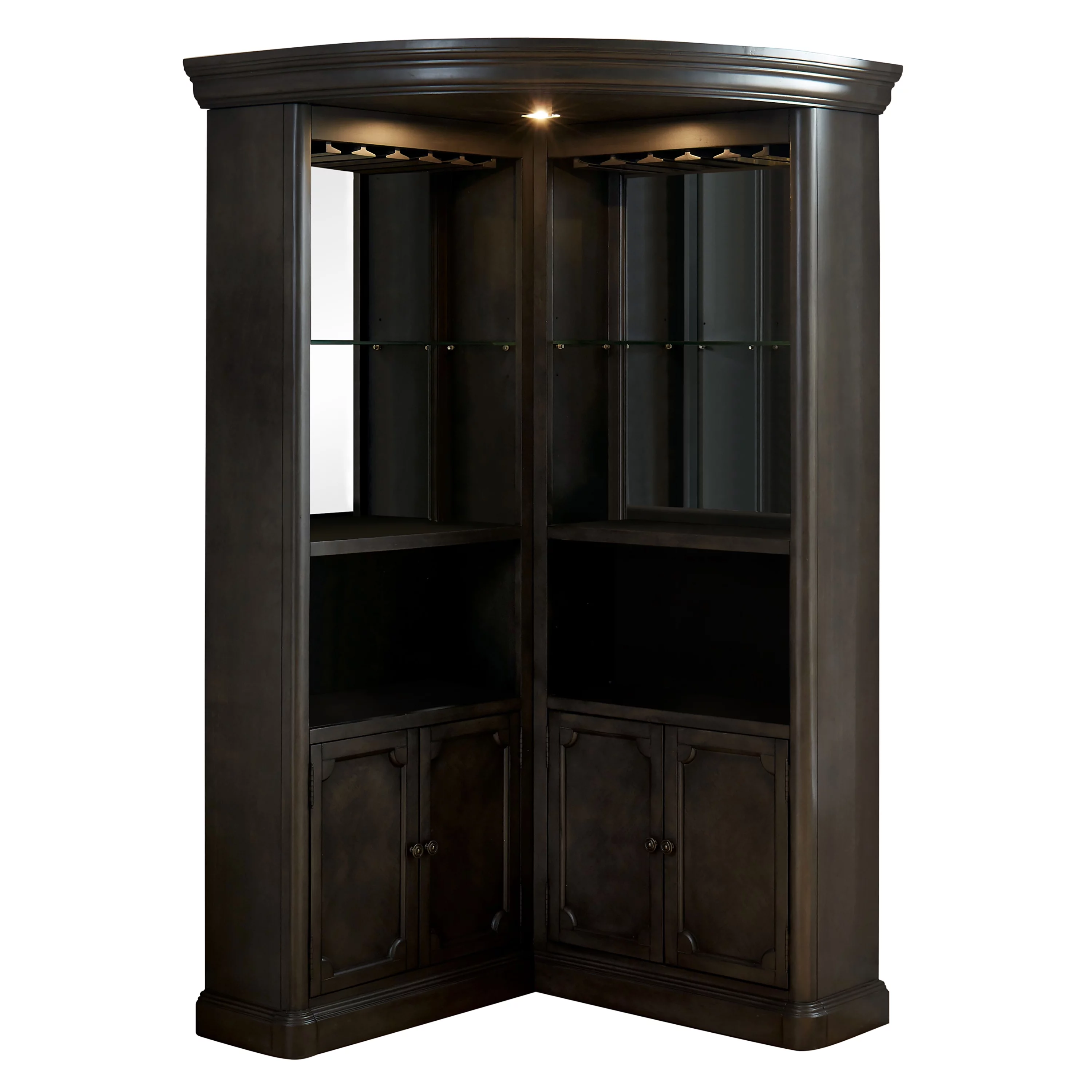 Furniture of America Farrah Transitional Corner Curio Wood Cabinet in Gray Finish