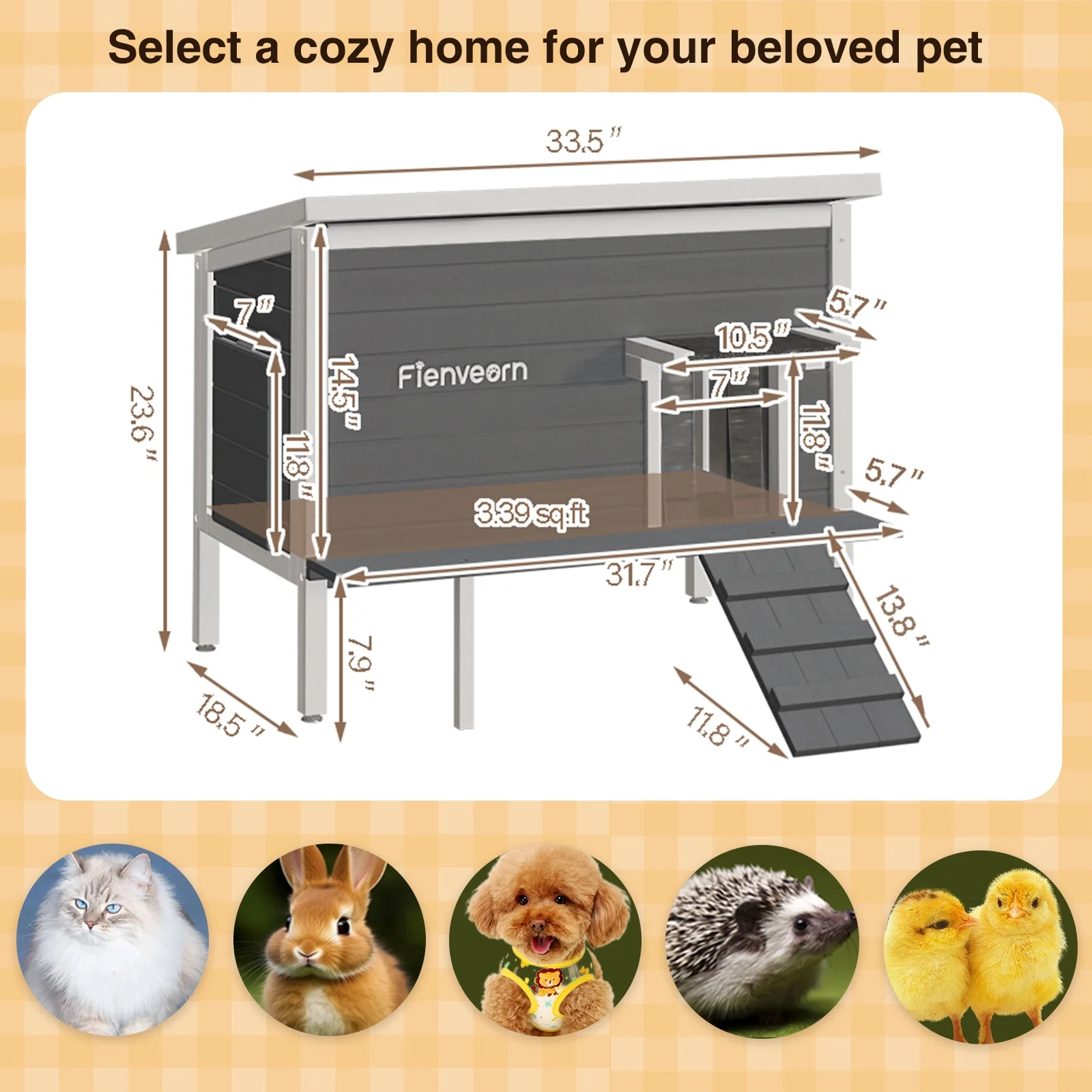 Veanerwood Outdoor Cat House for Winter Insulated Waterproof,Feral Cat House with Insulated All-Round Foam,Large Cat Enclosure with Escape Door, Cat Houses for Multiple Cats