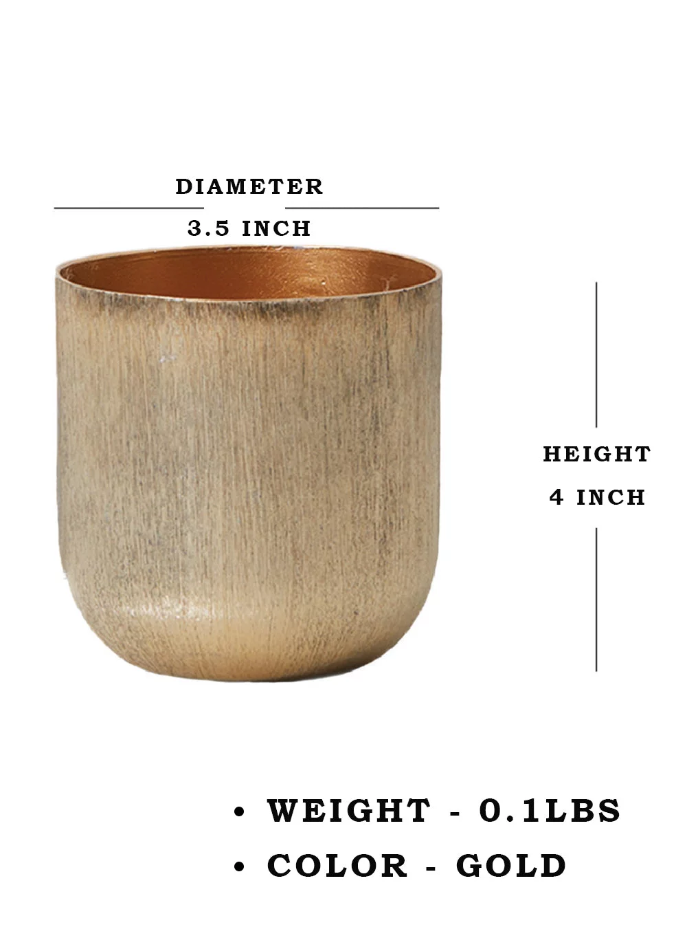 Serene Spaces Living Set of 2 Brushed-Gold Vases