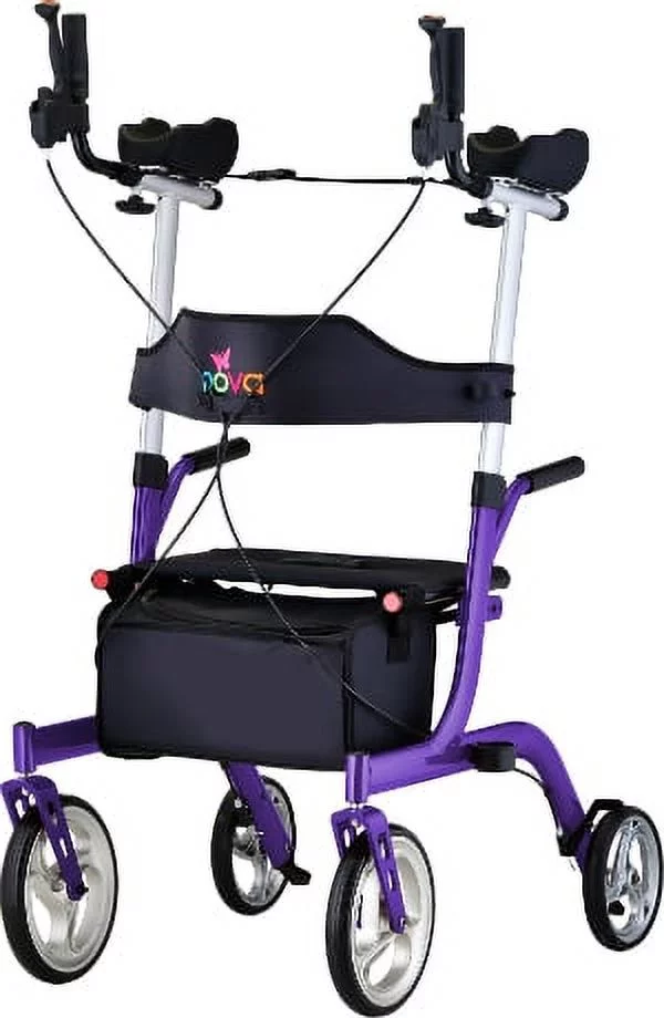 NOVA Medical Phoenix Rise UP Rollator, Upright Rolling Walker, Purple