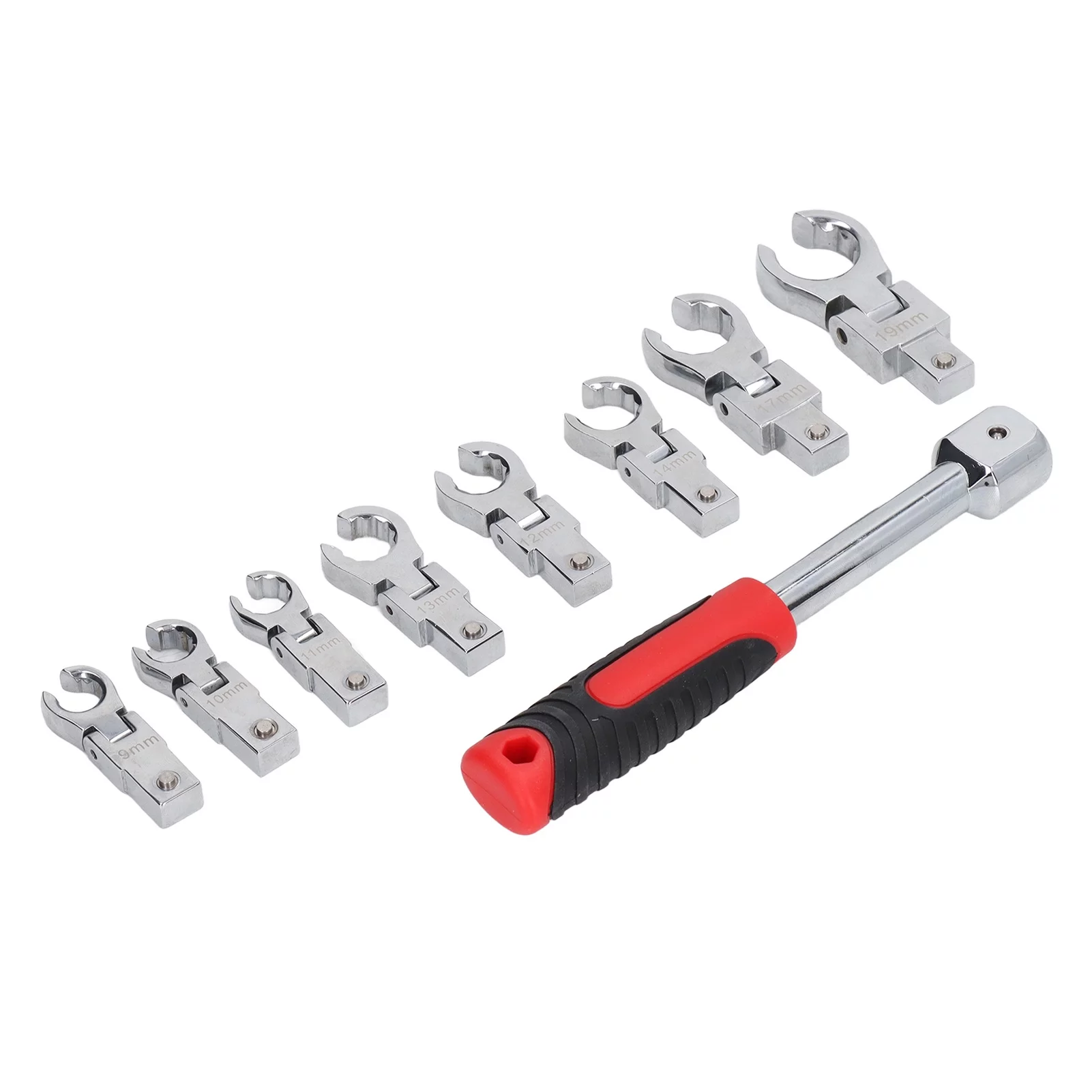 Risegun 9-Piece Set of Detachable Movable Head Oil Pipe Wrench with 180 ° Rotating Gear Wrench