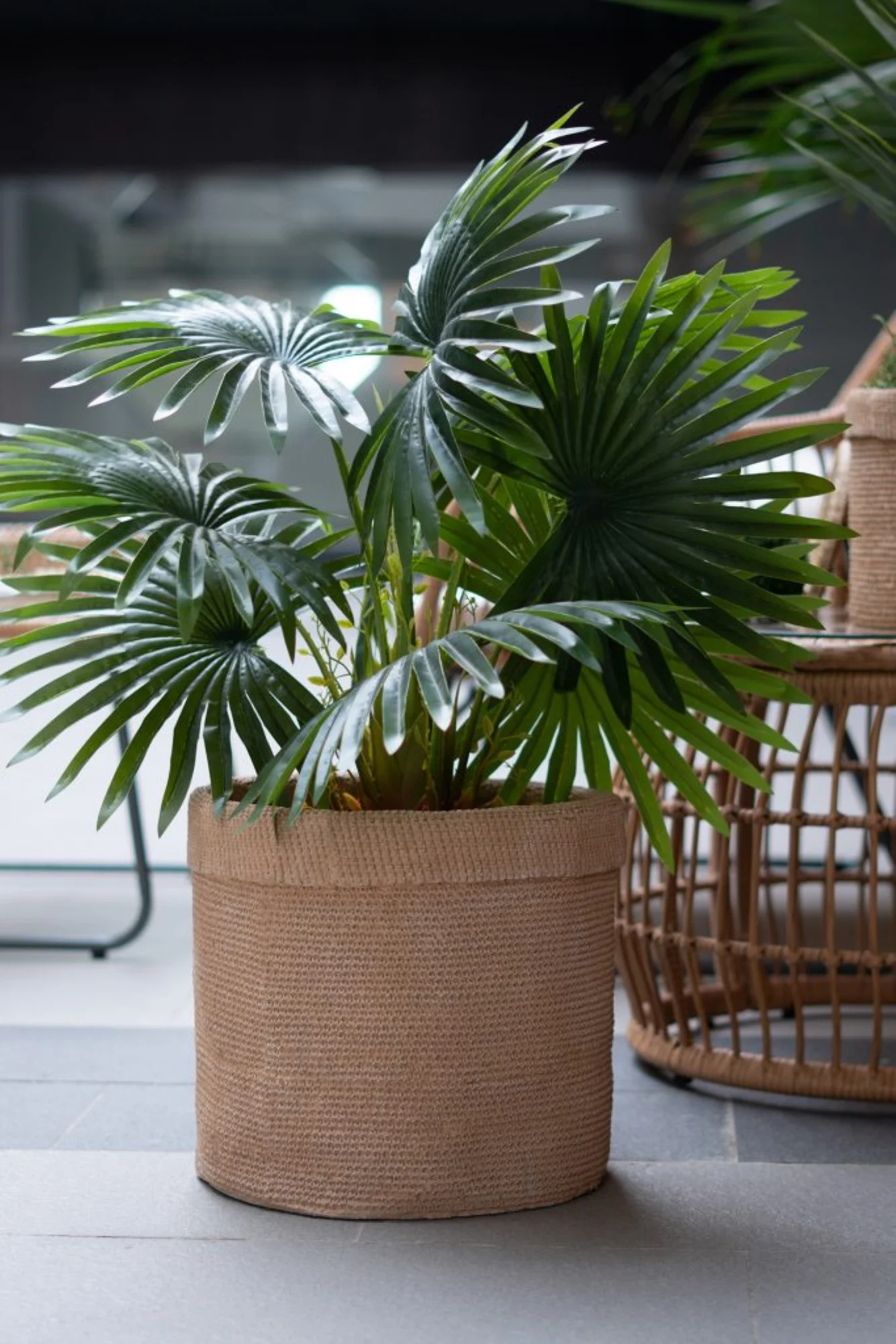 CC Home Furnishings Round Woven Basket Planters - 14.5