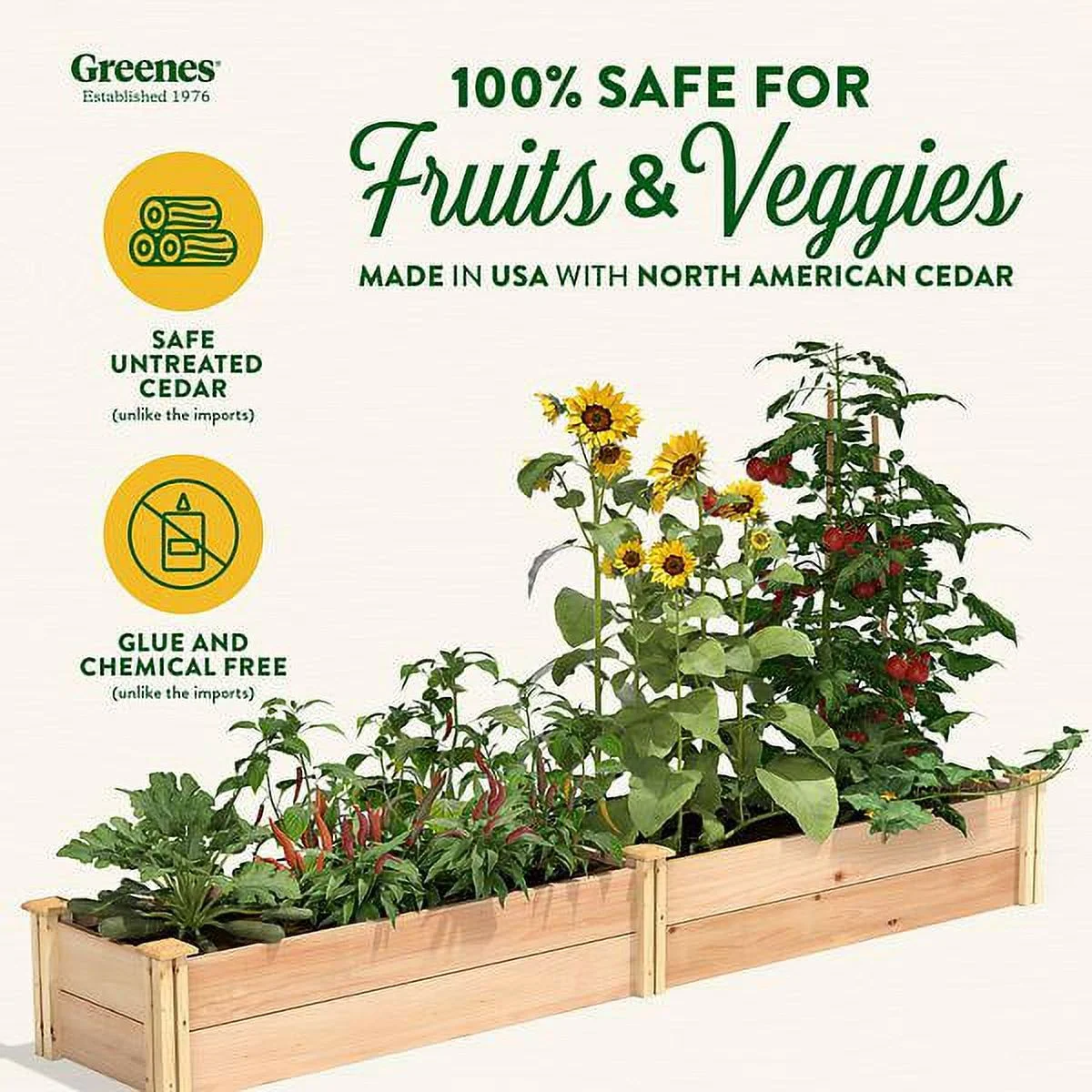 Greenes Premium Cedar Stackable Raised Garden Bed, 16 in. x 8 ft. x 11 in.