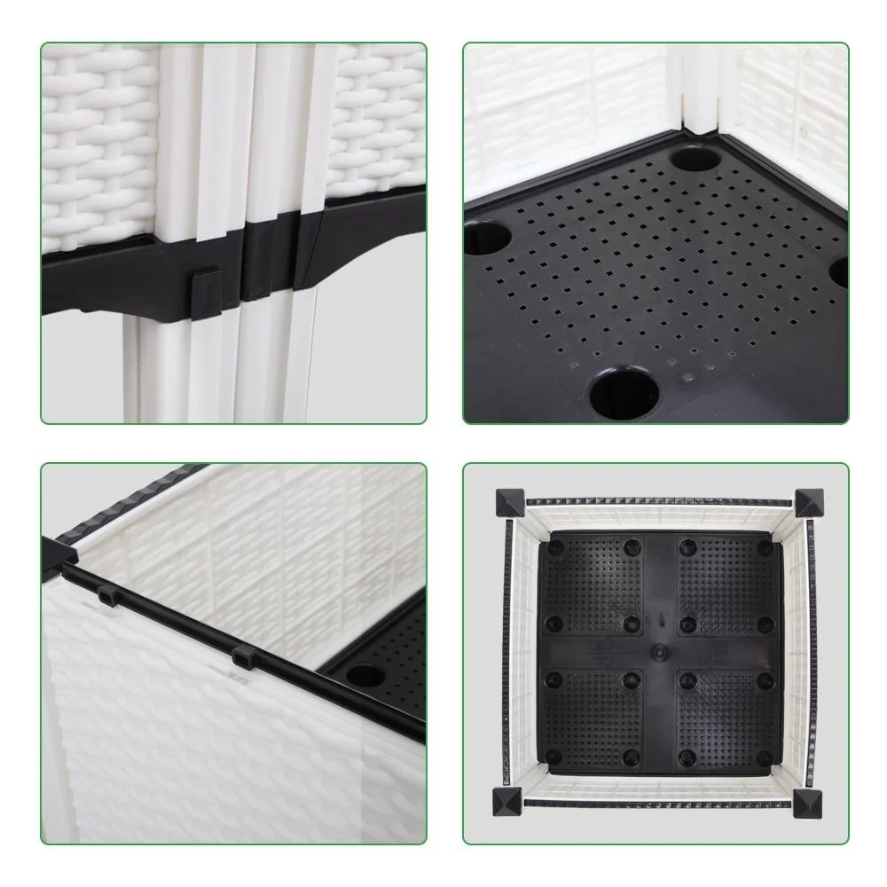 Plastic Raised Garden Bed Kit, Seizeen Planting Box Set of 2, Garden Plant Container Rattan Pattern, with Removable Legs, Drainage Hole, Free Combined DIY Design