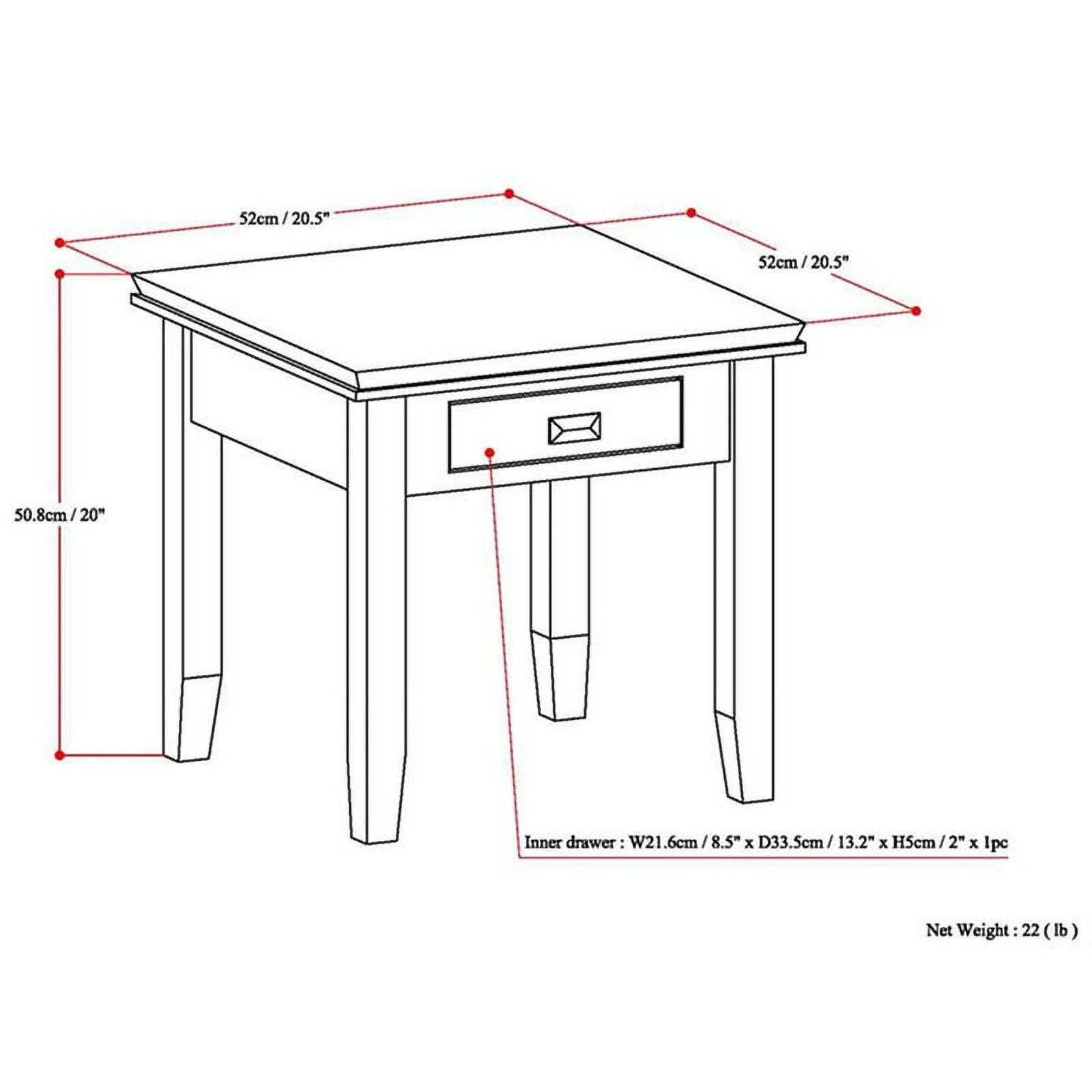 Home Square 2-Piece Wood 21