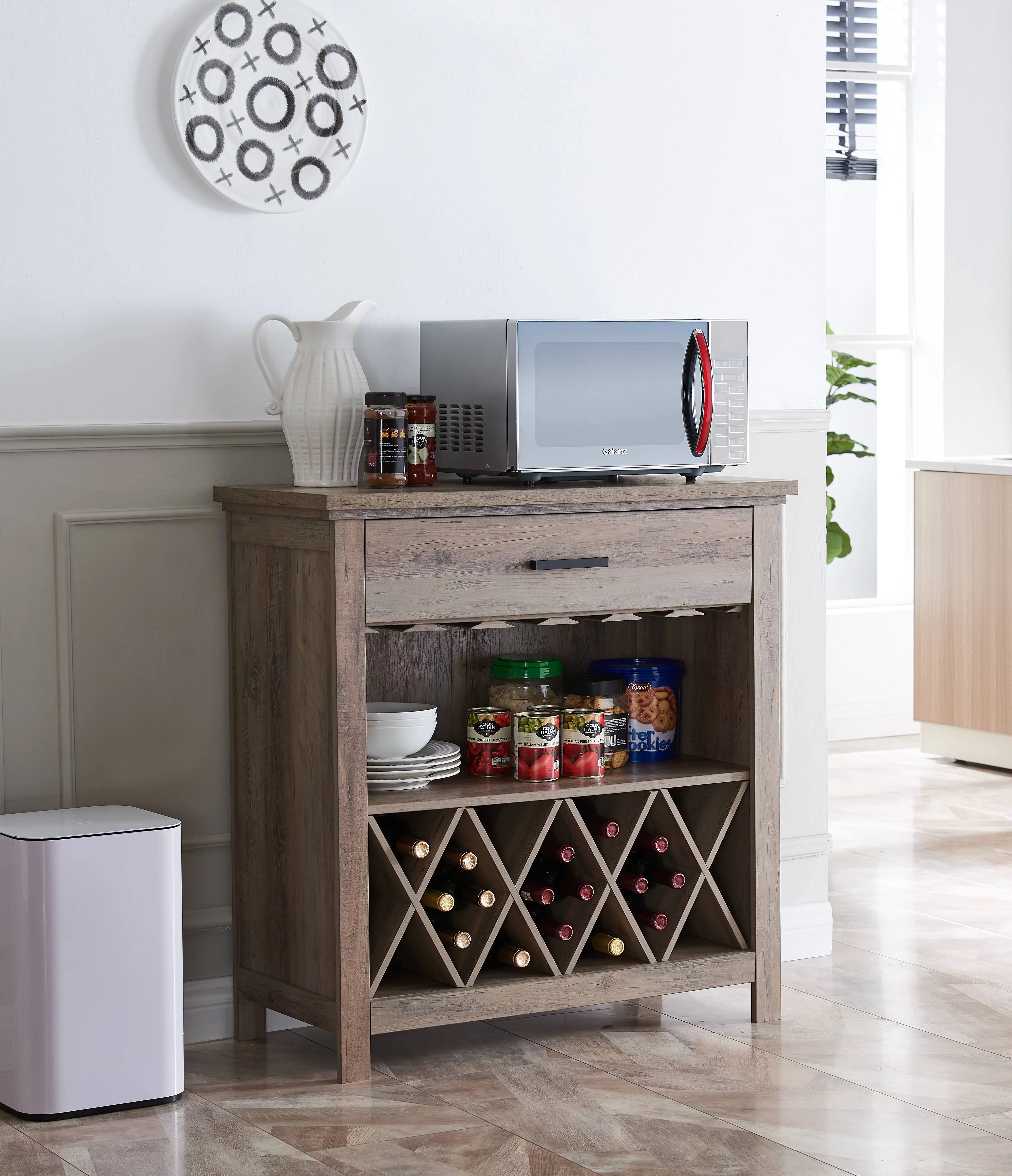Home Source Jill Zarin Bar Sideboard in Grey Wash in Wood
