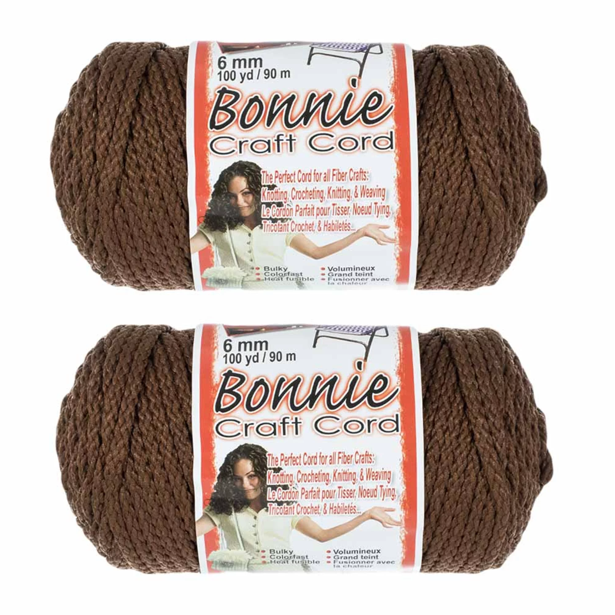 2 Pack Bonnie Macrame Cord - 6mm - 100 yd Lengths - Various Colors