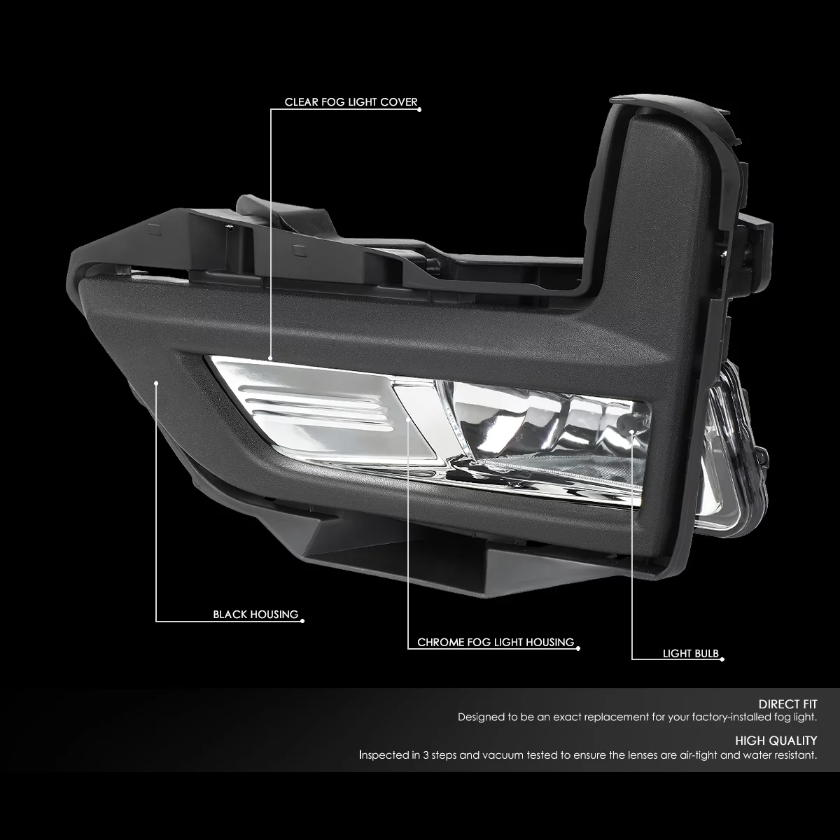 DNA Motoring FL-ZTL-279-CH For 2017 to 2018 Nissan Rogue Pair Front Driving Fog Light Lamp+Switch+Black Bezels Clear Lens