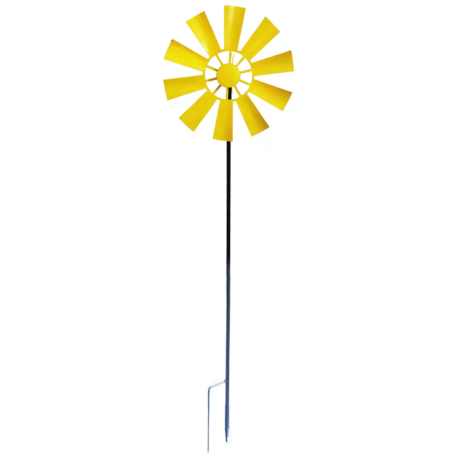 28inch Pinwheel Decorative Lawn Ornament Wind Mill with Metal Garden Stake Wind for Lawn Yard Backyard Patio Ornaments Yellow