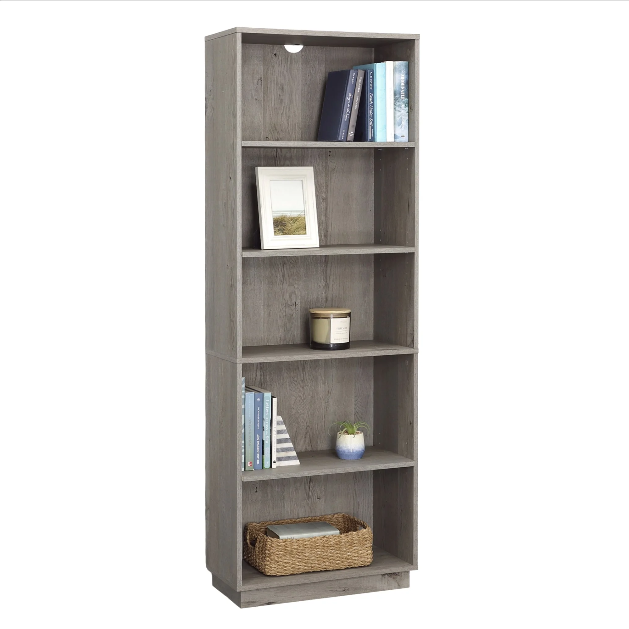 Sauder Sundar Engineered Wood 5-Shelf Bookcase in Mystic Oak Finish
