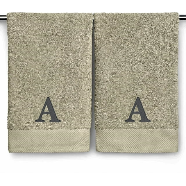 Ben Kaufman Sales Custom Monogrammed Hand Towels for Bathroom Set of 2-100% Cotton 17